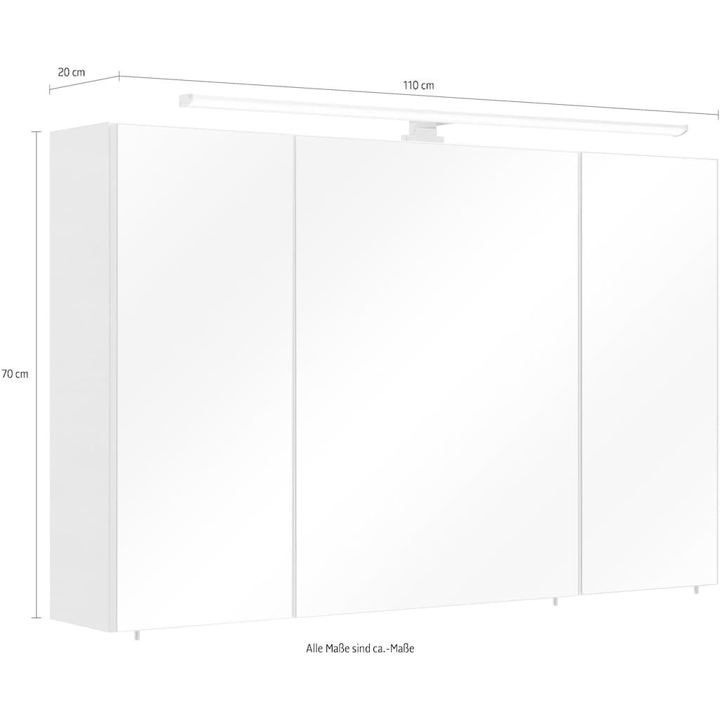 Saphir Spiegelschrank »Quickset Badezimmer-Spiegelschrank inkl LED-Aufsatzleuchte«