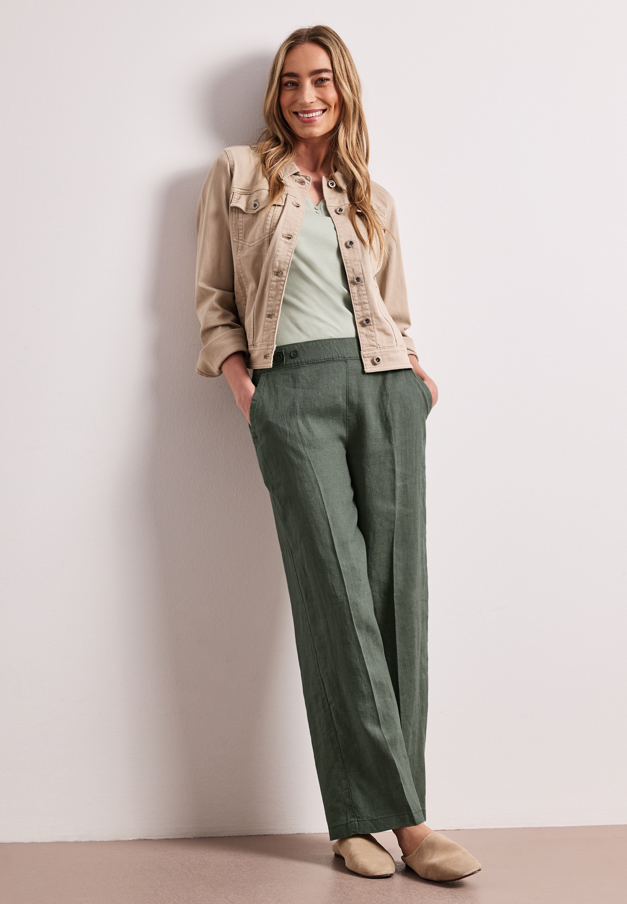 STREET ONE Stoffhose  im Loose Fit und aus Leinen