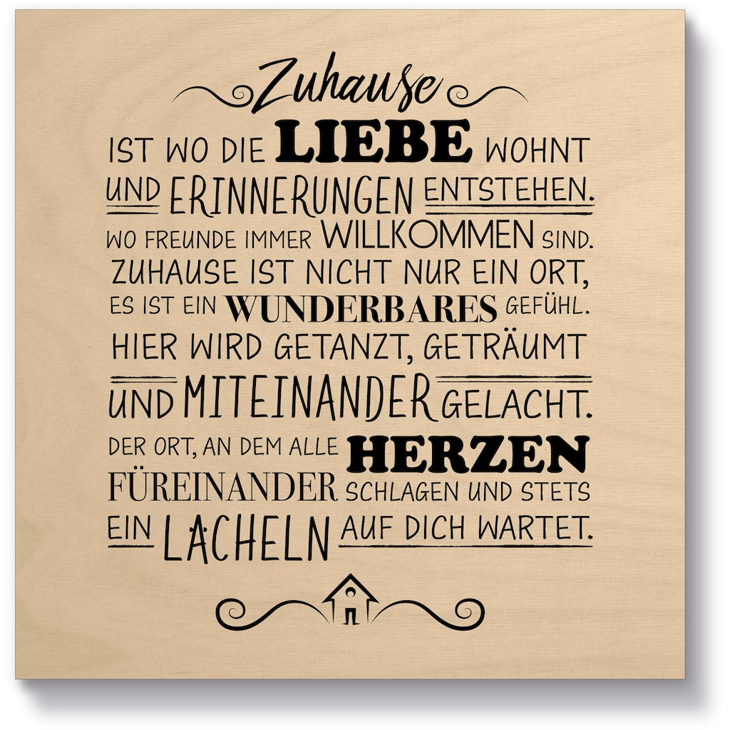 Artland Holzbild »Zuhause I«, Sprüche & Texte, (1 St.)