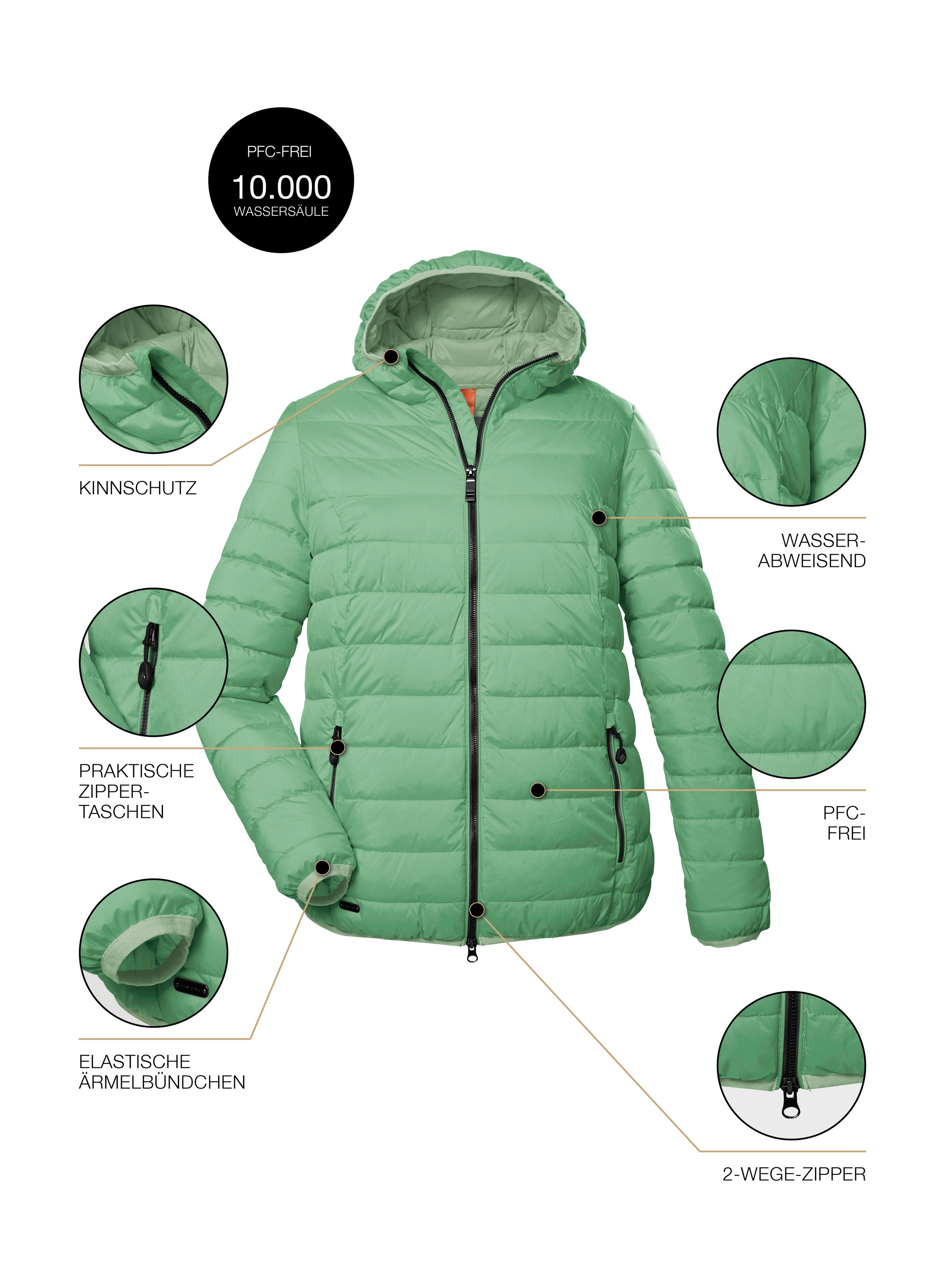 STOY Steppjacke »STS 3 WMN QLTD JCKT«, atmungsaktive, wasserabweisende Damen Steppjacke in großen Größen