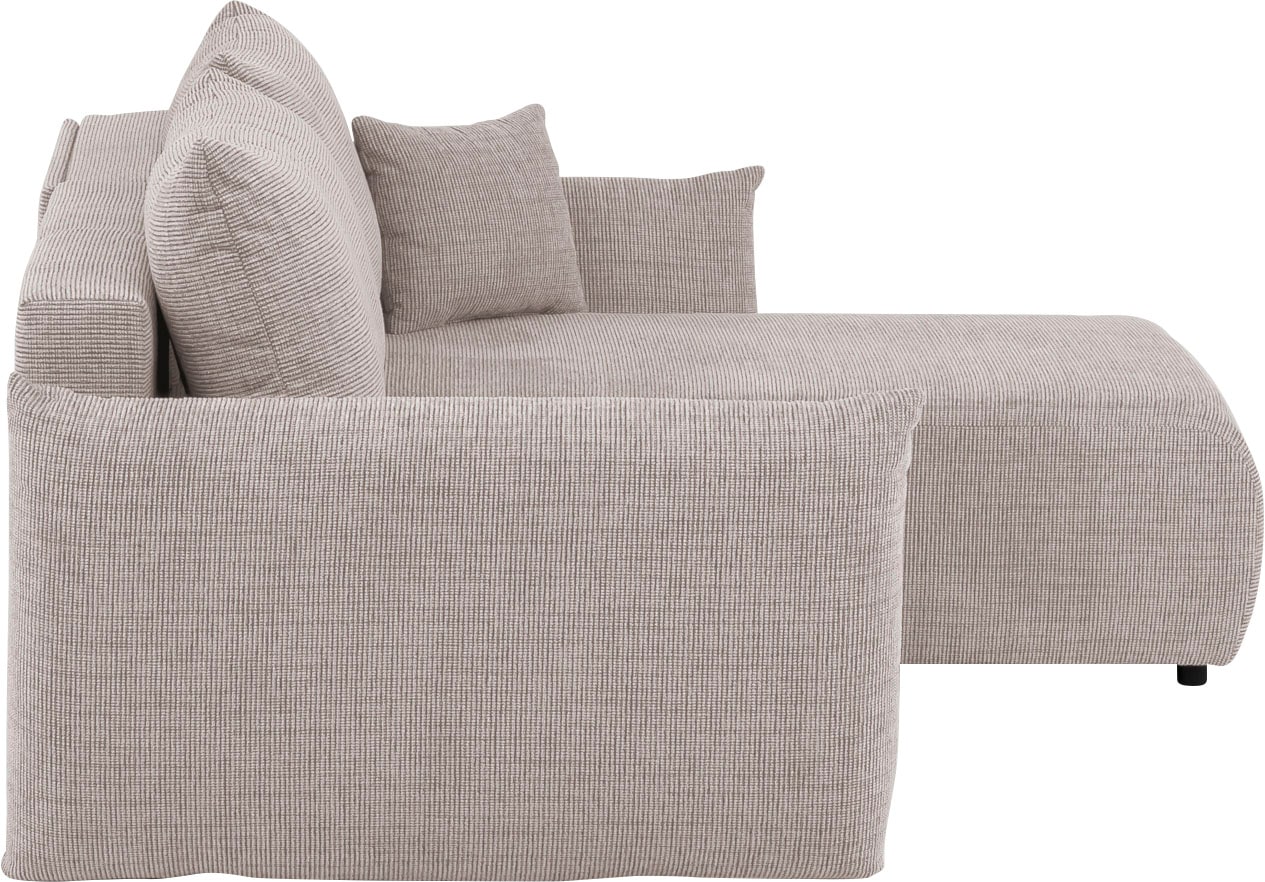 INOSIGN Ecksofa »MAVAS Schlafsofa mit Bettkasten, L-Form,«, ca.257/127cm (Liegefläche 212/145 cm), Cord, Chenille, Struktur
