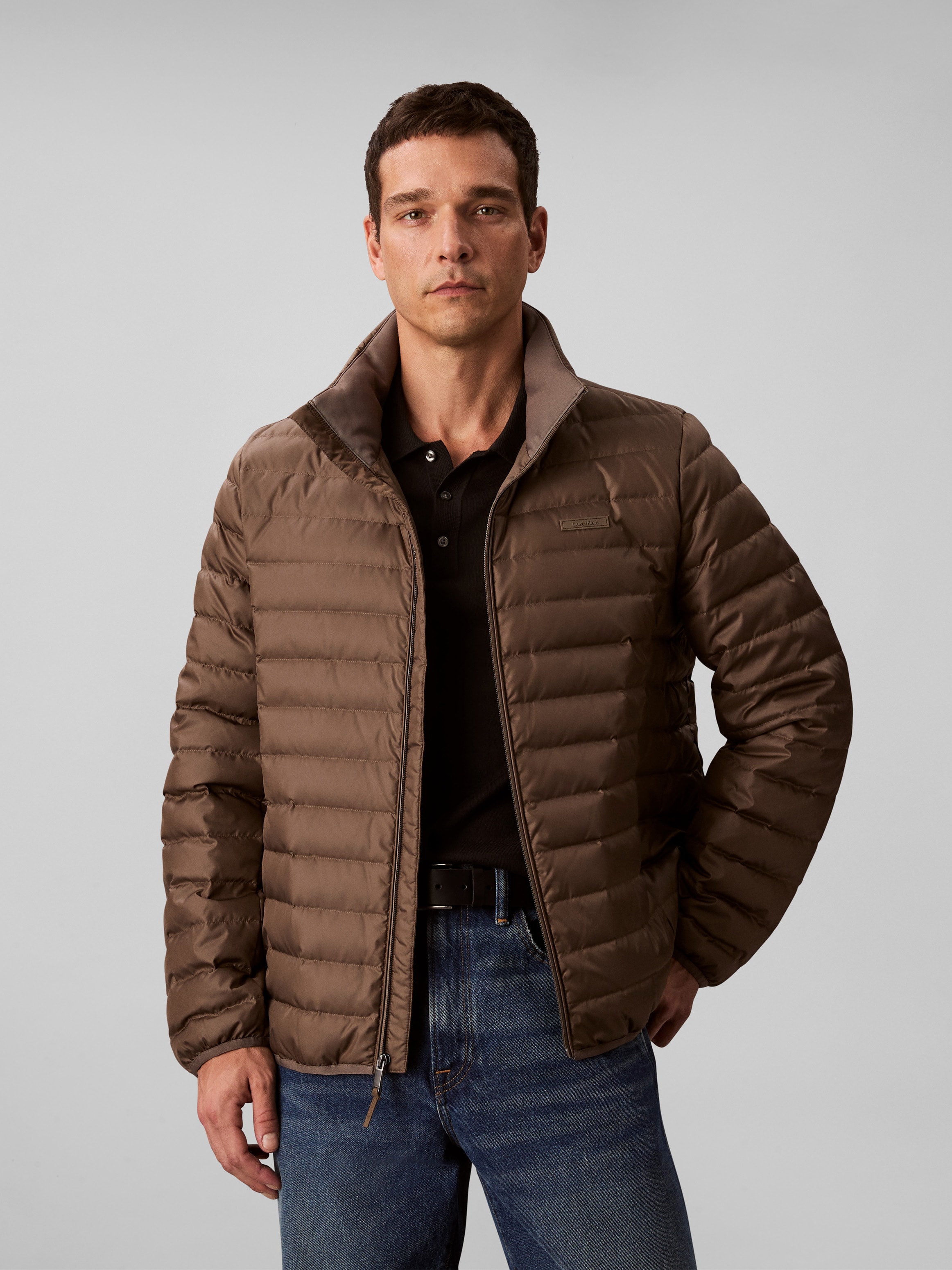 Calvin Klein Steppjacke »LS LT WT NYLN CHNNLD« ohne Kapuze Mit Rundhalsausschnitt