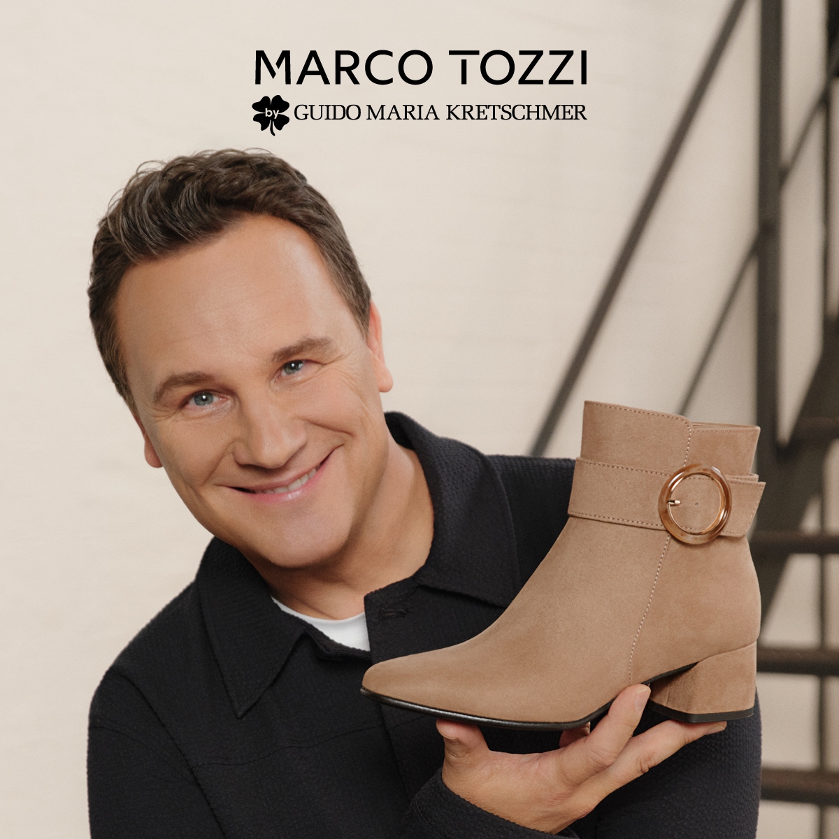 MARCO TOZZI Stiefelette  Blockabsatz, Abendschuh, Festtagsschuh mit Zierschnalle