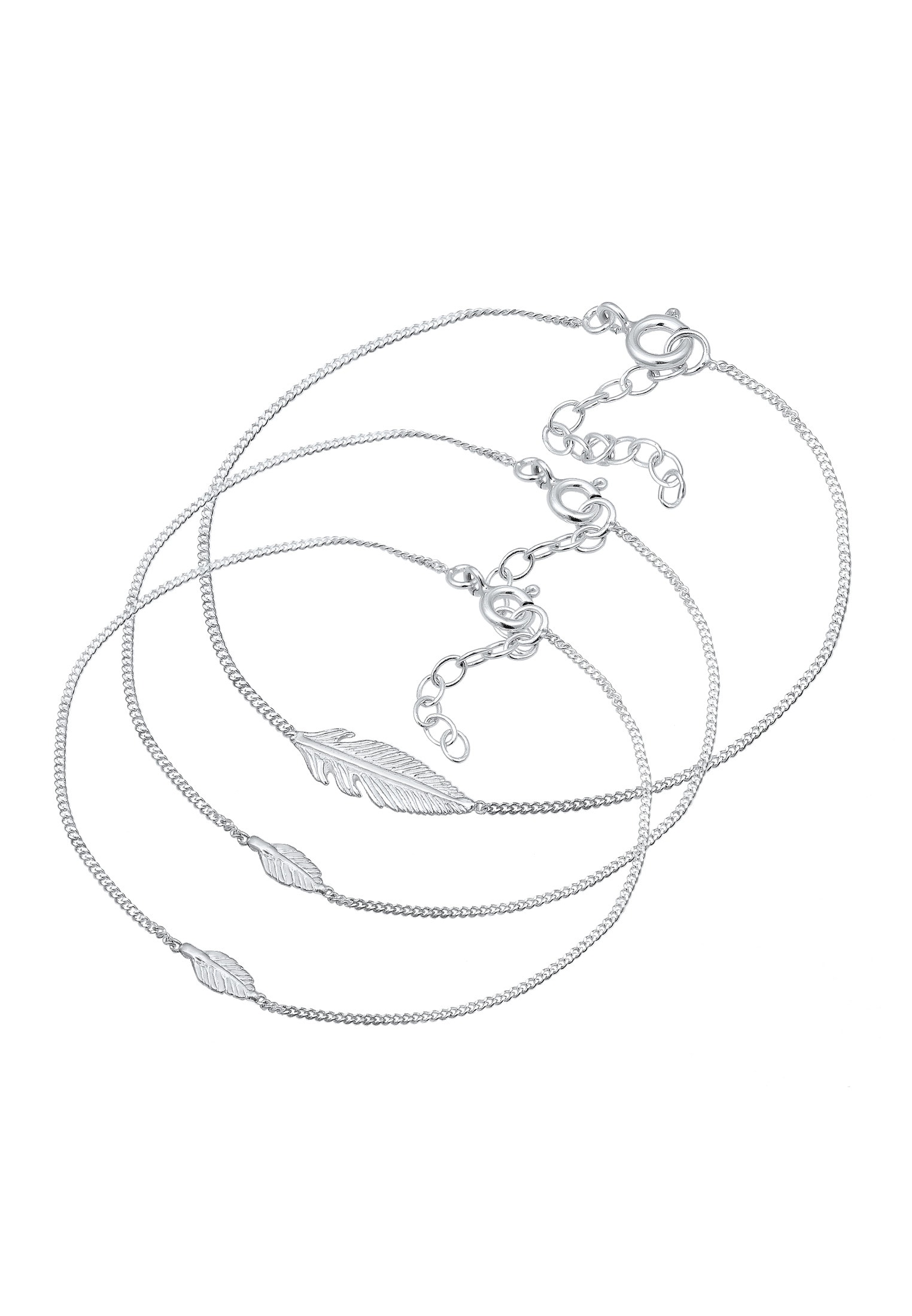 Elli Armketten Set »Armband Feder Mutter Kind 3er Set 925 Sterling Silber«