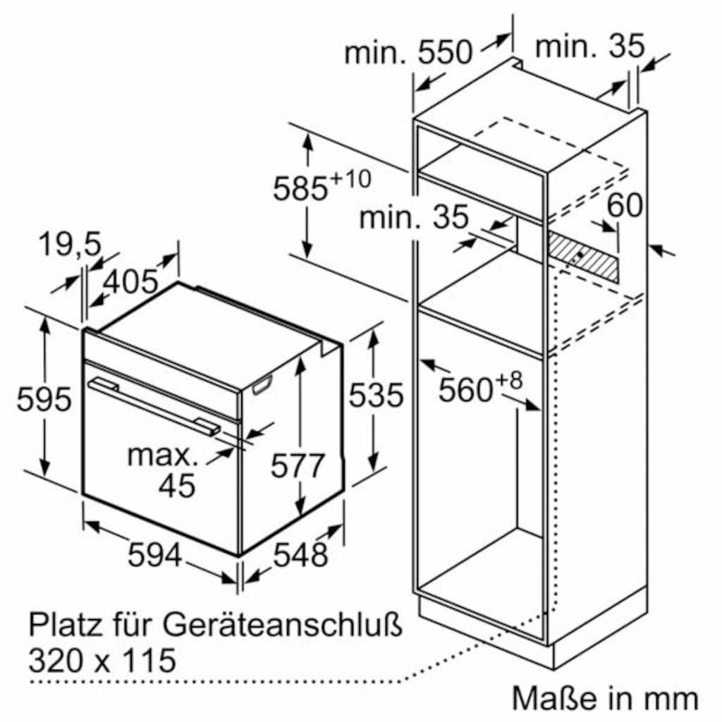 SIEMENS Pyrolyse Backofen »HB674GBS1A+«, HB674GBS1A+, mit Teleskopauszug nachrüstbar, Pyrolyse-Selbstreinigung