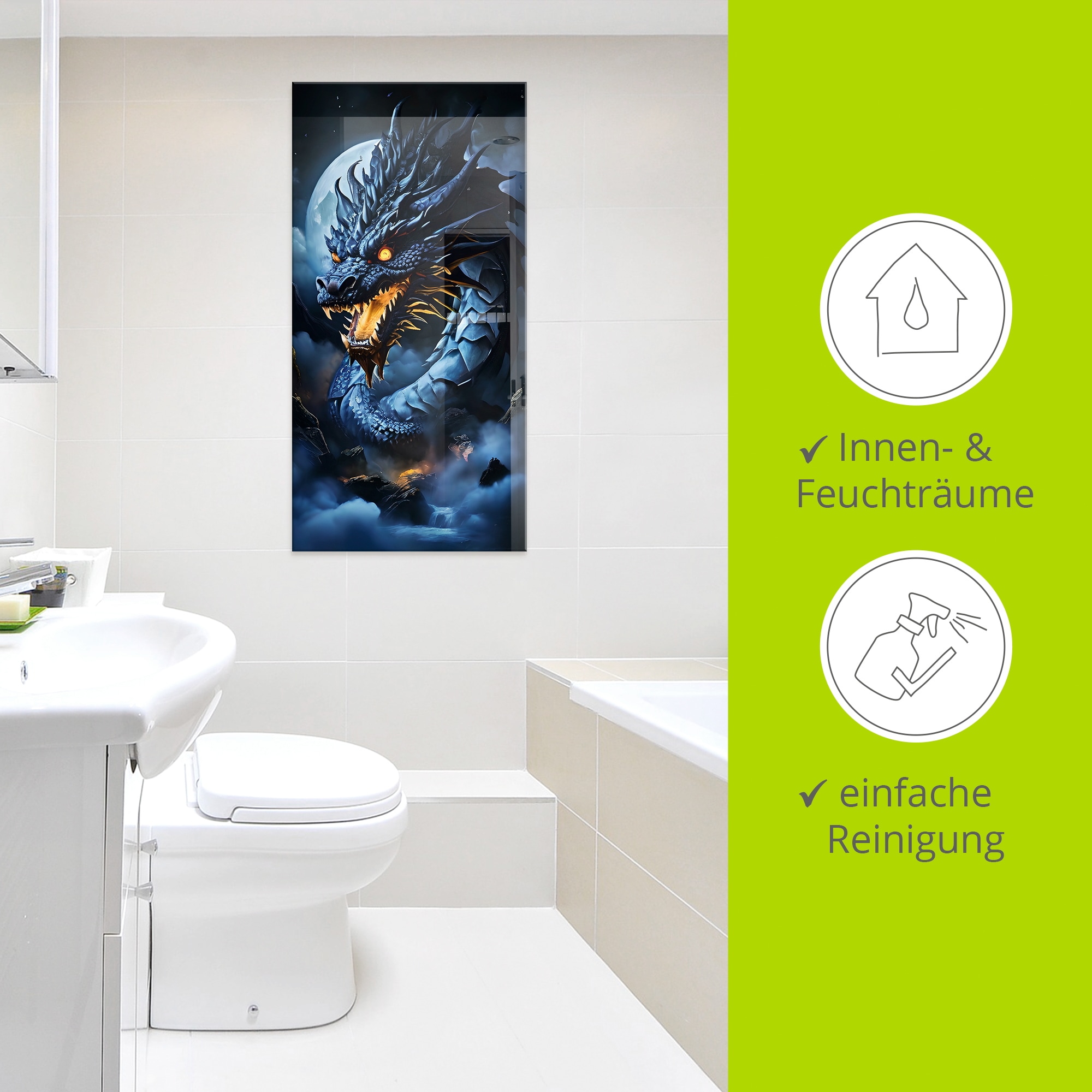 Artland Glasbild »Die Wut des Drachen XVII« klassische Fantasie 1 Stk. tlg. in verschiedenen Größen