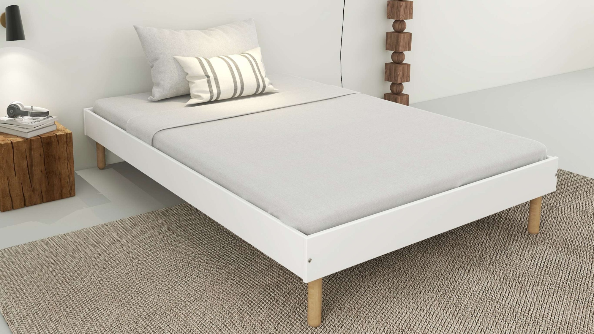 OTTO home Bett »Dagmar, Bettgestell, teilMDF, minimalistisches Design«, Breite 140 cm, inklusive feste Latten aus massiver Kiefer