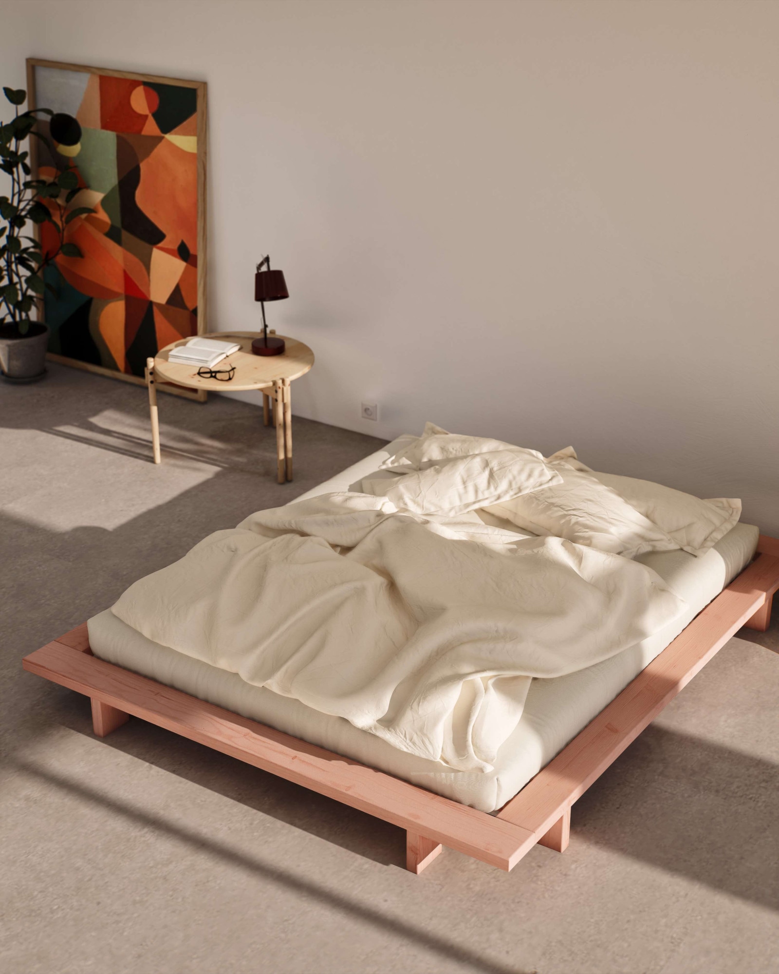 Karup Design Bettgestell »JAPAN BED Bodenbett, Holzrahmen, Futonbett, Holzbett«, Massivholzbett aus Kiefer massiv, ohne Kopfteil