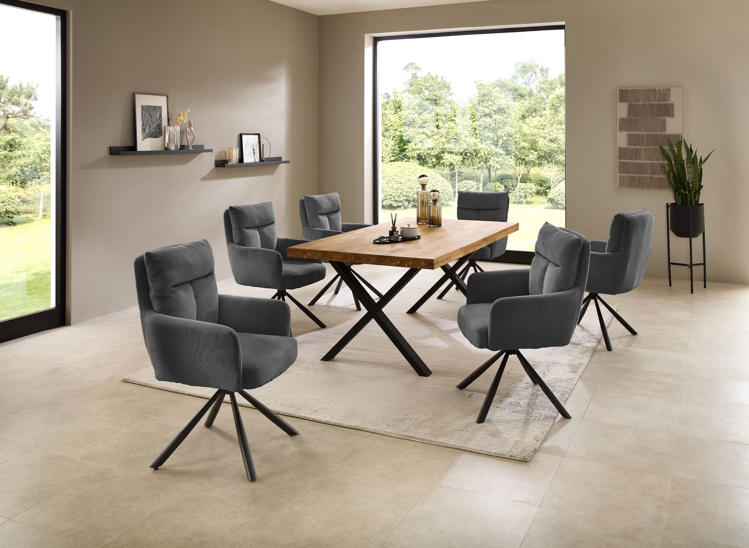 Stolkom Esstisch »Chris Esszimmertisch Eiche Massivholz, BxHxT 110x47x70 cm«, Gerade Kante, Industrial Style Eiche Massivholz