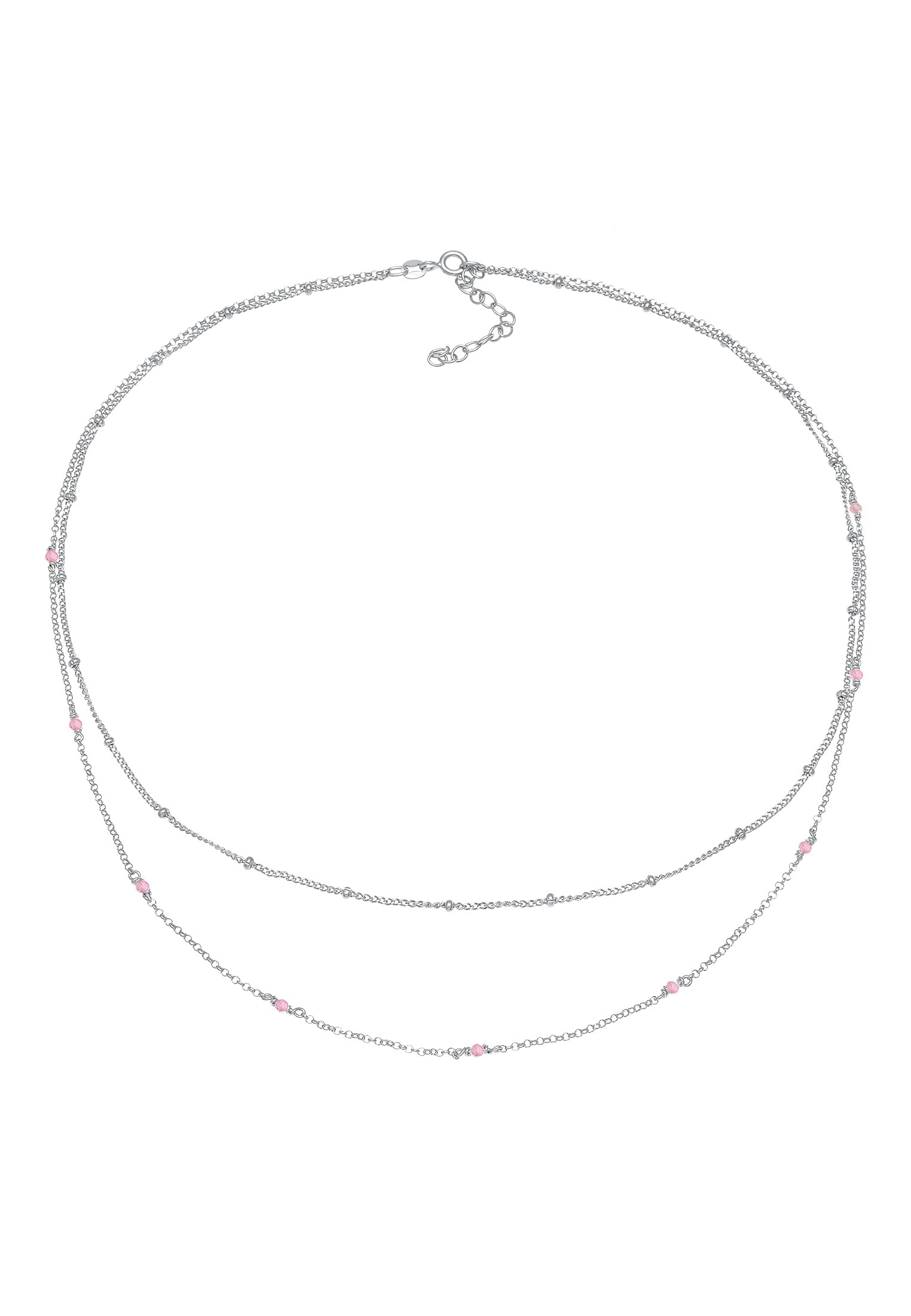 Elli Silberkette »Halskette Layer Rosa Quarz Kugeln Beads 925 Silber«
