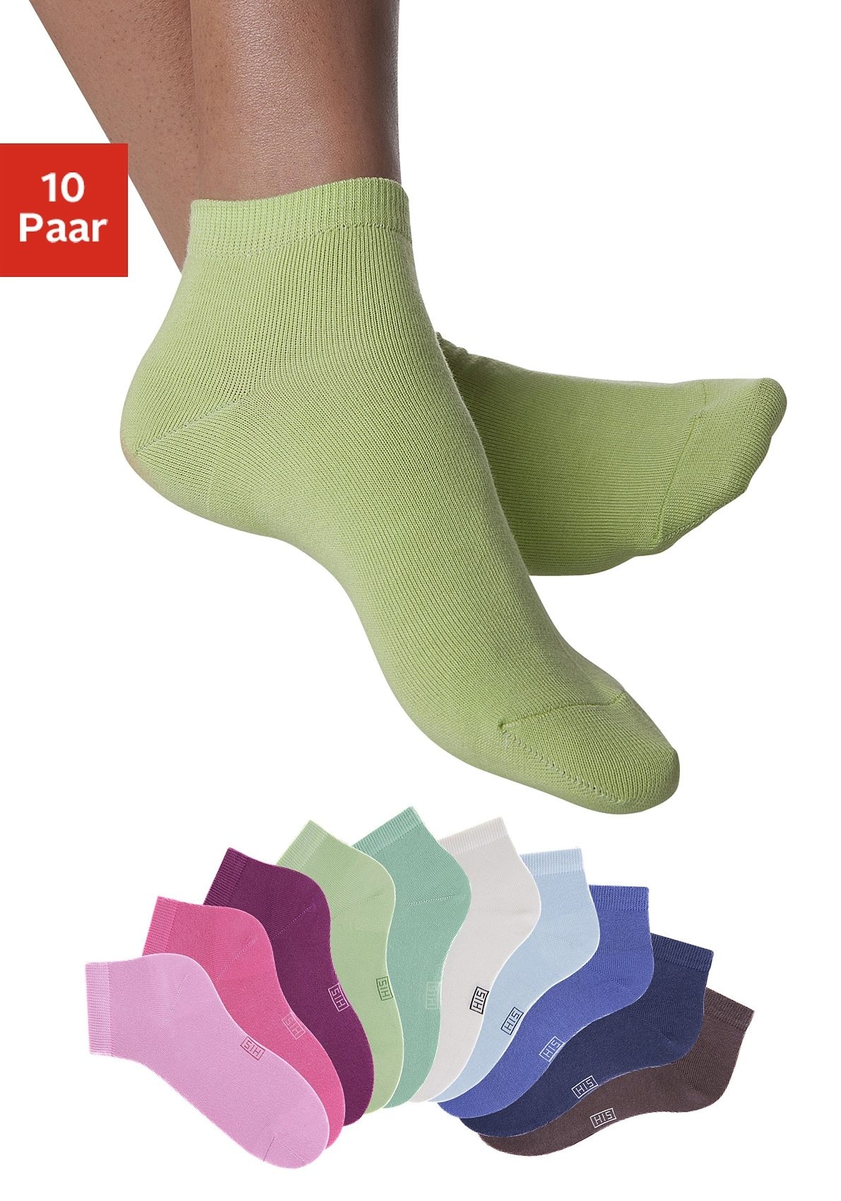 H.I.S Kurzsocken, (Packung, 10 Paar), mit verstärkter Ferse und Spitze