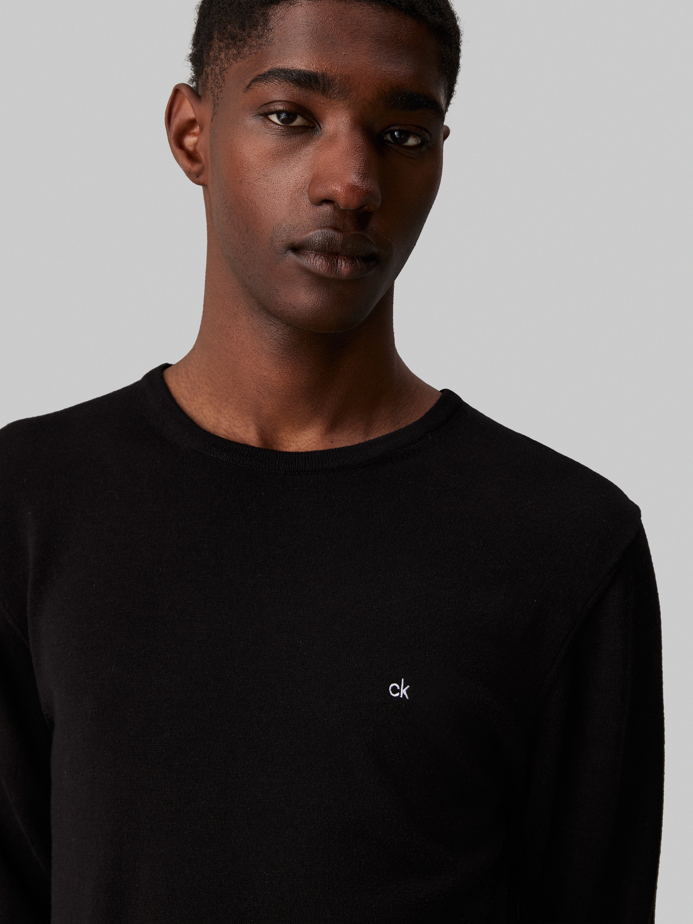 Calvin Klein Rundhalspullover »COTTON SILK BLEND CN SWEATER«, mit Logoprägung