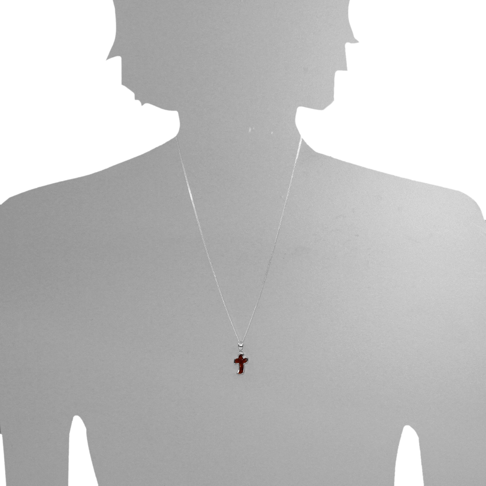 OSTSEE-SCHMUCK Kette mit Anhänger »- Kreuz 17x11 mm - Silber 925/000 - Bernstein«
