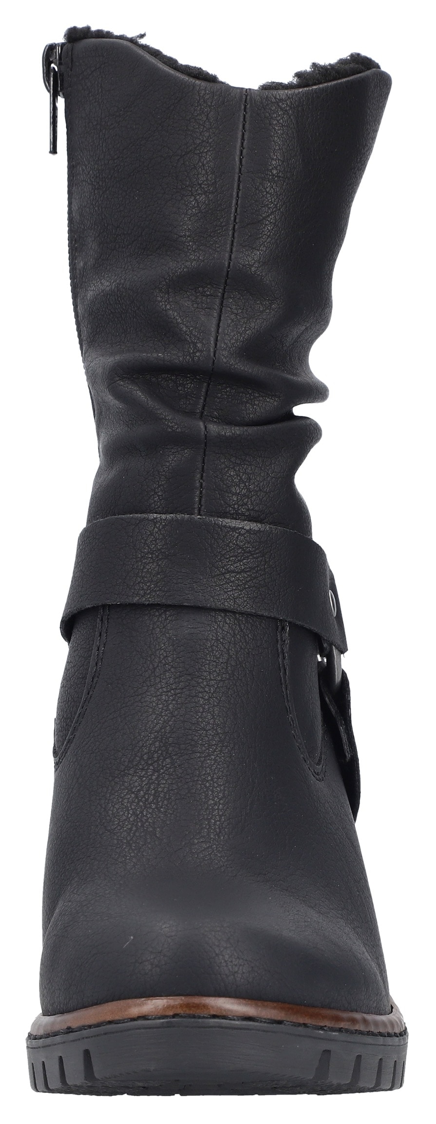 Rieker Westernstiefelette, Biker-Stiefelette, Blockabsatz, Warmfutter, mit gerafftem Schaft