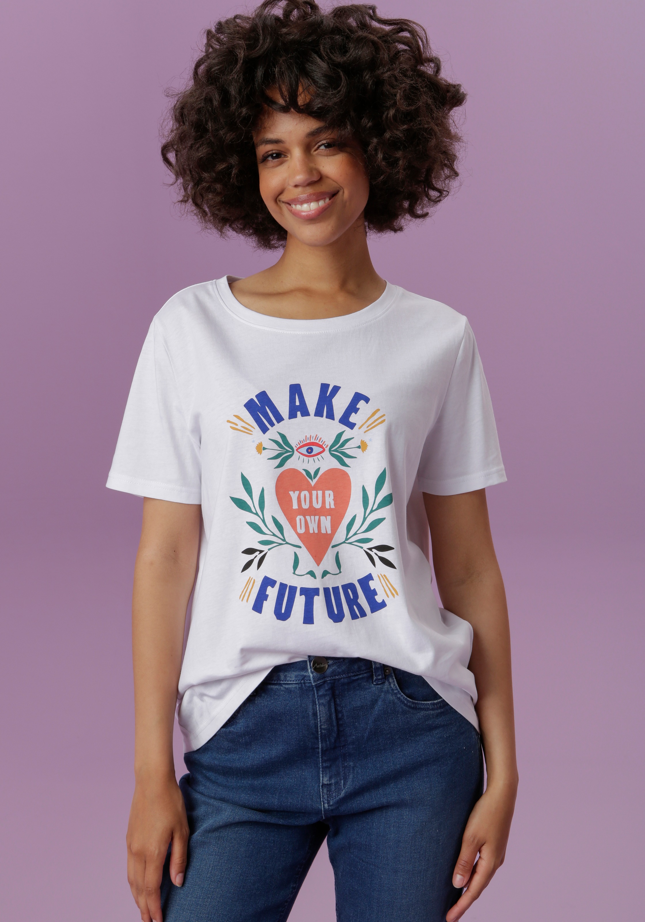 Aniston CASUAL T-Shirt, mit ausdrucksstarkem Frontprint und Statement-Schriftzug kaufen