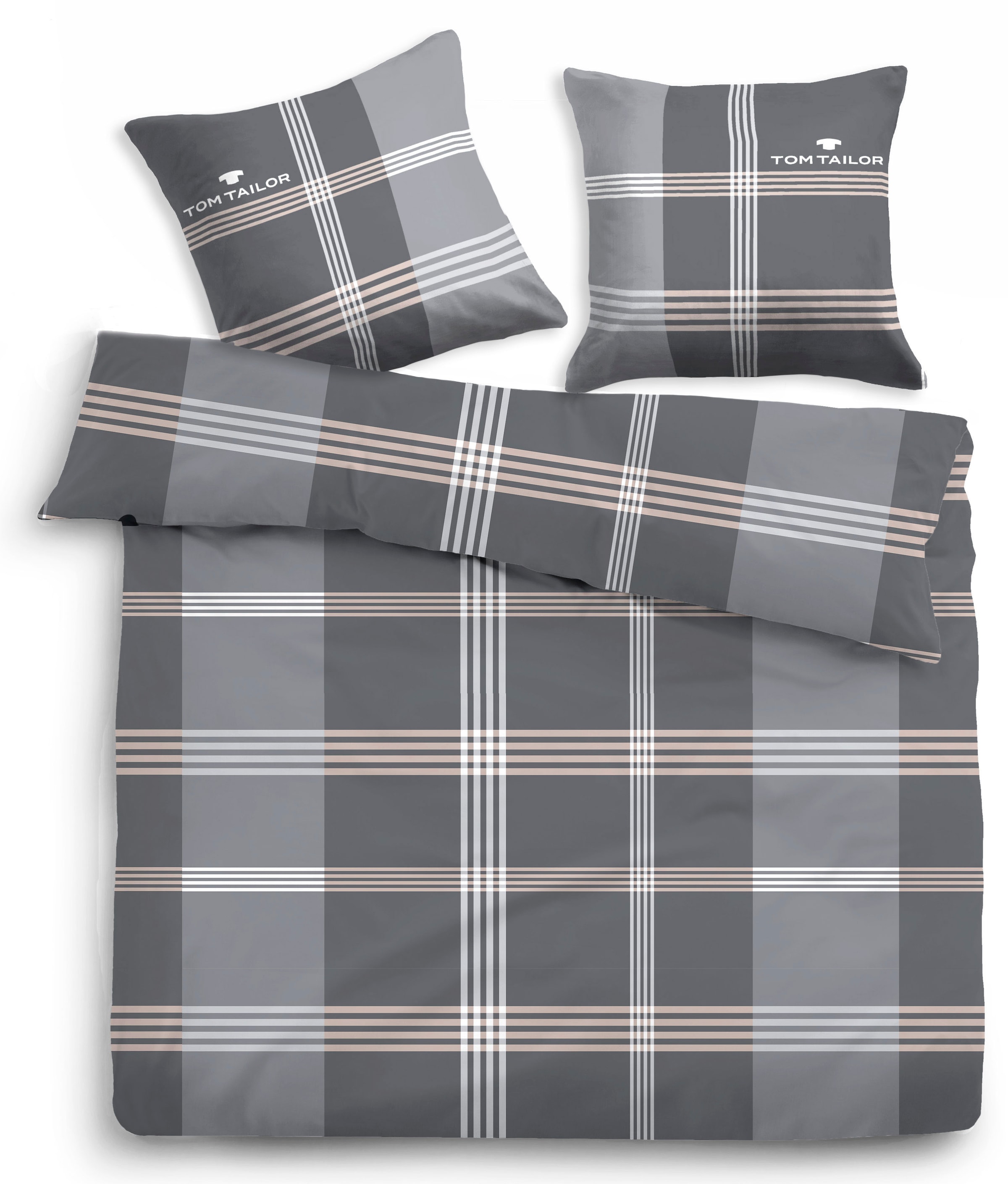 TOM TAILOR HOME Bettwäsche »Ole in Gr. 135x200 oder 155x220 cm«, karierte Bettwäsche aus Baumwolle, mit Reißverschluss