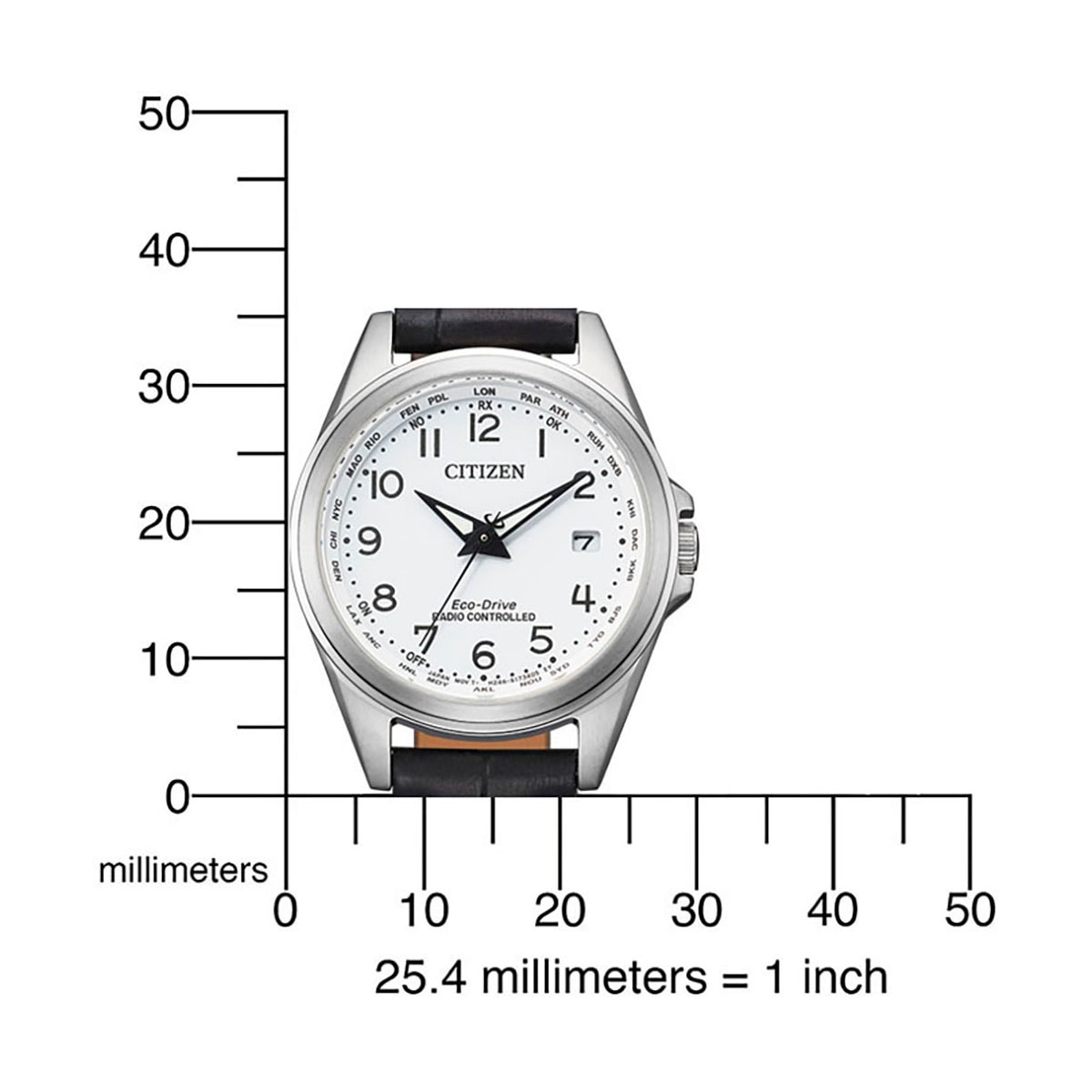 Citizen Funkuhr, Armbanduhr, Damenuhr, Solar, Lederarmband, Saphirglas, Datum