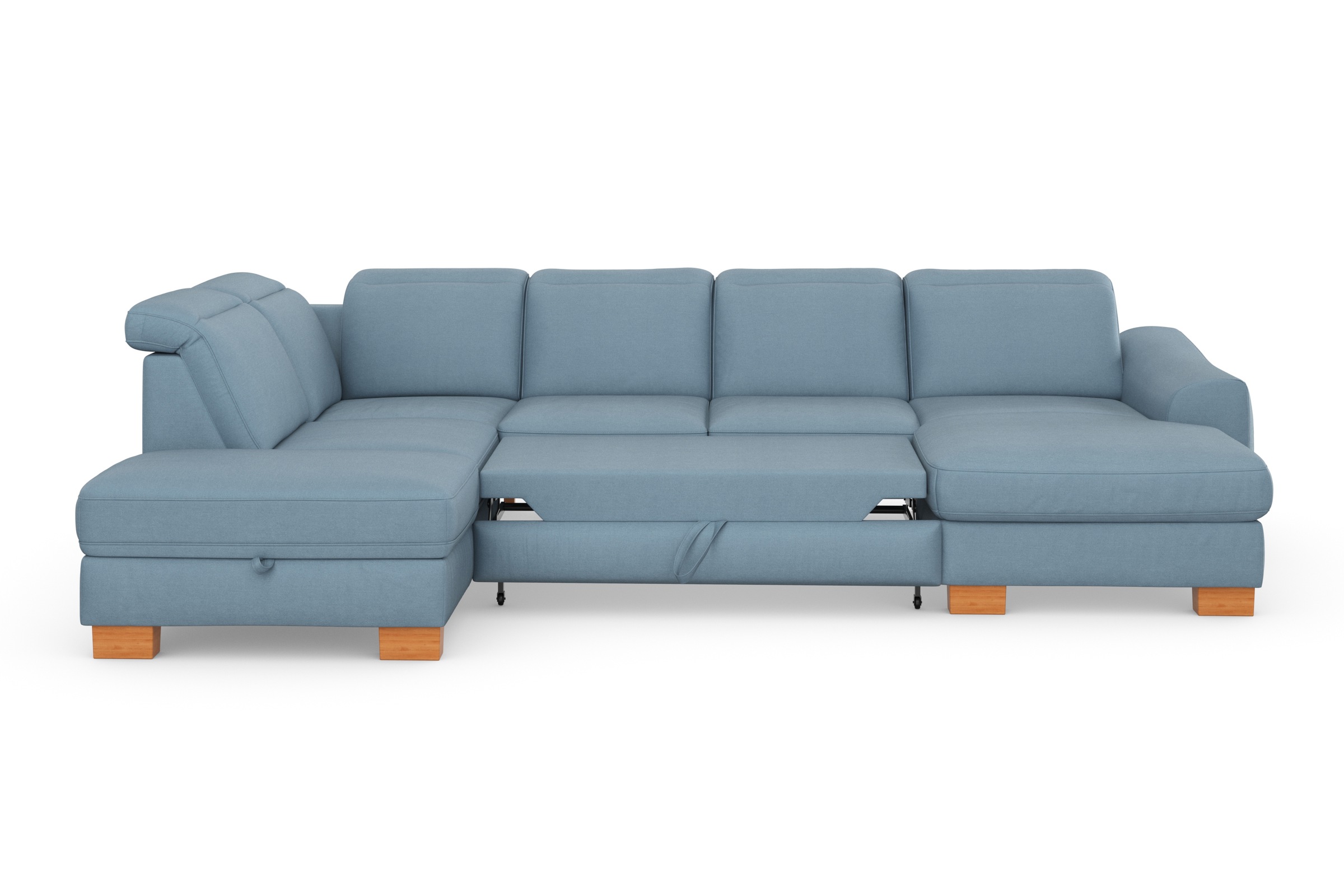 sit&more Wohnlandschaft »Dundee U-Form«, mit Federkern und Massivholzfüßen, wahlweise mit Kopfteilverstellung
