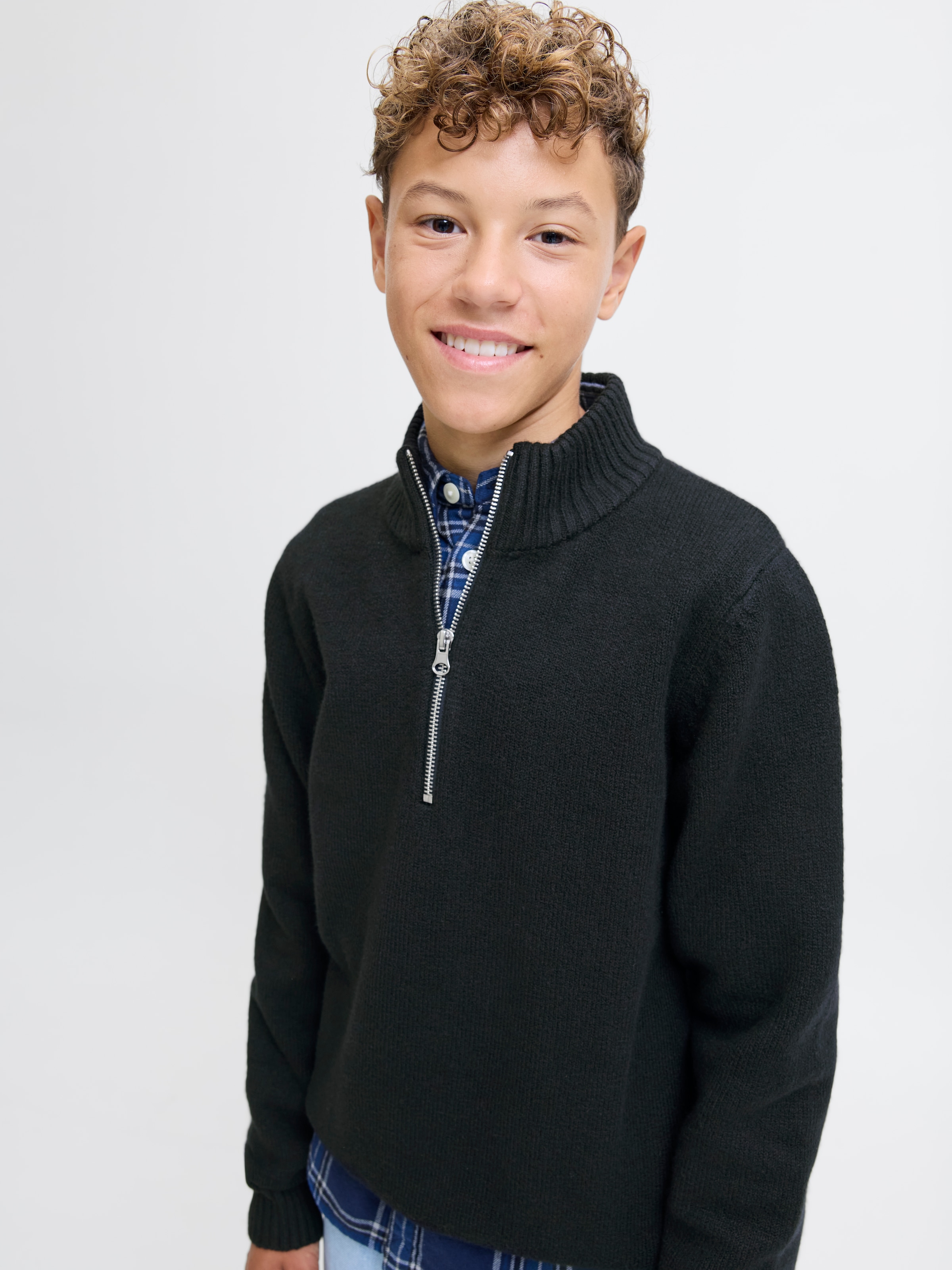Jack & Jones Junior Troyer »JORNORREBRO KNIT HALF ZIP JNR« Baumwollmischung, locker geschnitten
