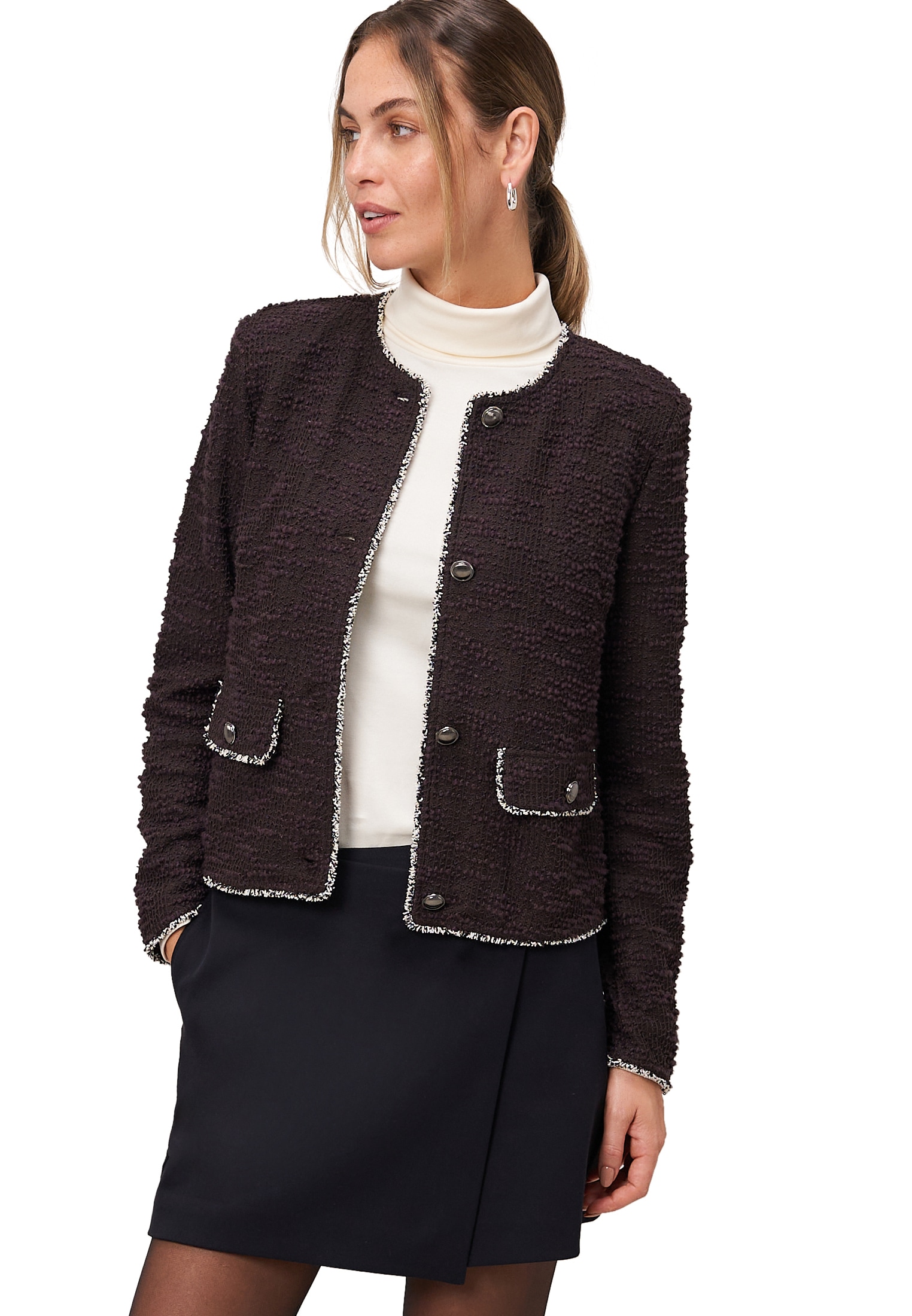 Zero Jackenblazer »Blazer Bouclè mit Knöpfen«