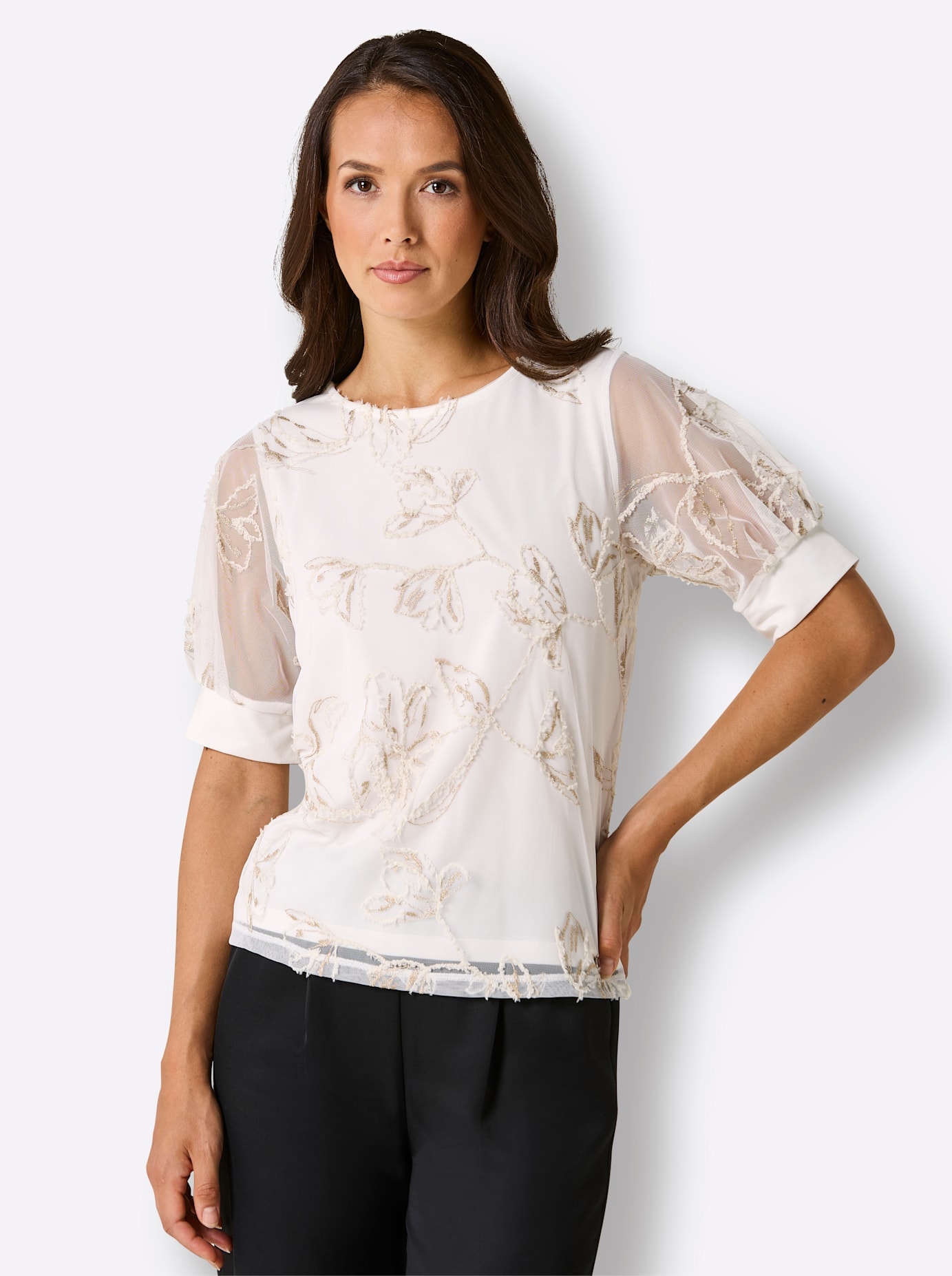 CREATION L PREMIUM Rundhalsshirt »Mesh-Shirt« 1 tlg.