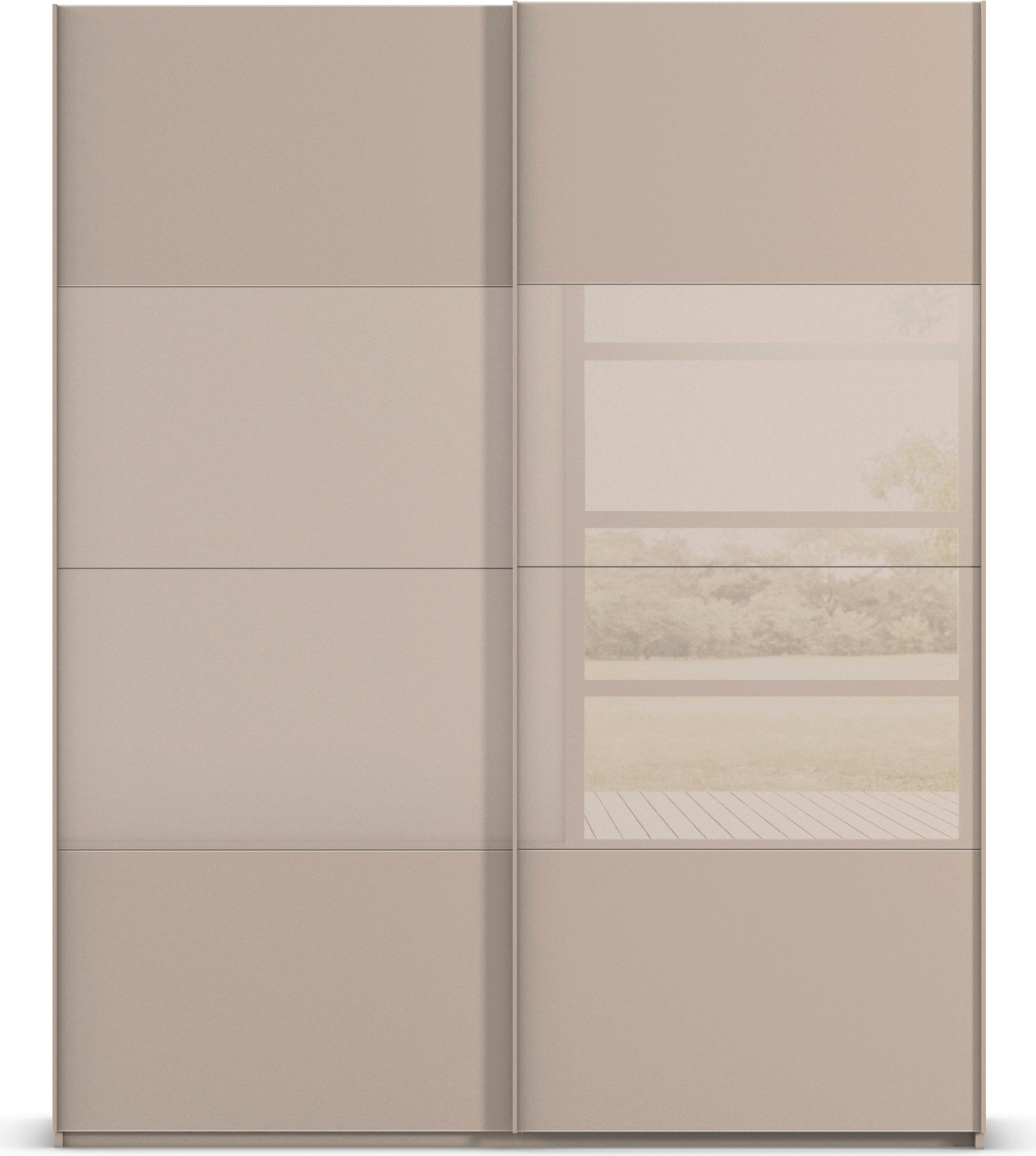 rauch Schwebetürenschrank »Kleiderschrank Schrank Garderobe Schlafzimmerschrank SCALE-FYRA« edle Türen viergeteilt Glas matt/glänzend viele Farben MADE IN GERMANY