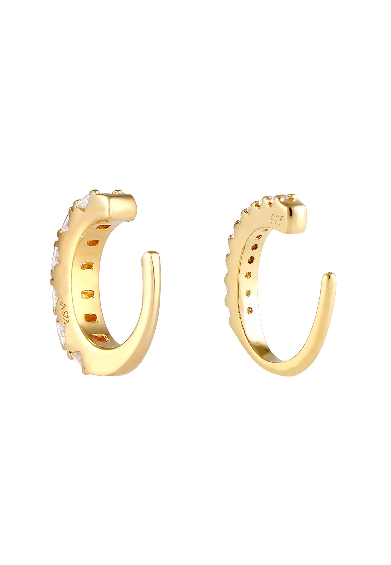 Elli Premium Paar Ohrklemmen »Ohrringe Single Earcuff Set Zirkonia (2 tlg) 925 Silber«