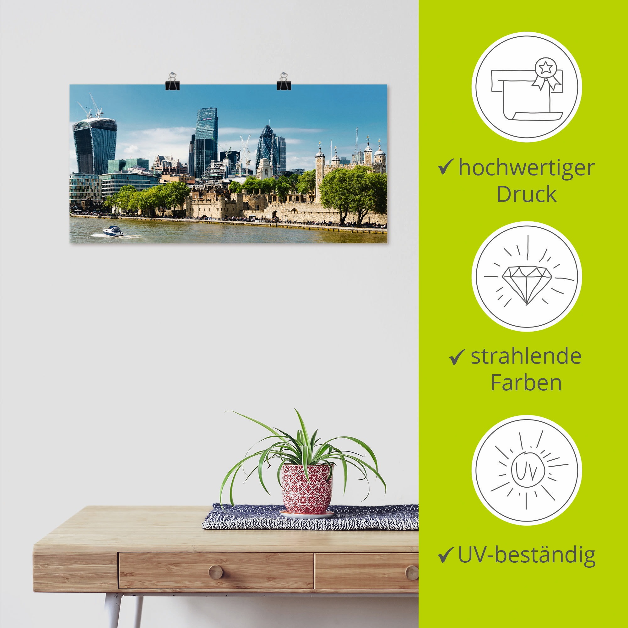 Artland Poster »London Finanzviertel«, Großbritannien, (1 St.), als Alubild, Leinwandbild, Wandaufkleber oder Poster in versch. Größen