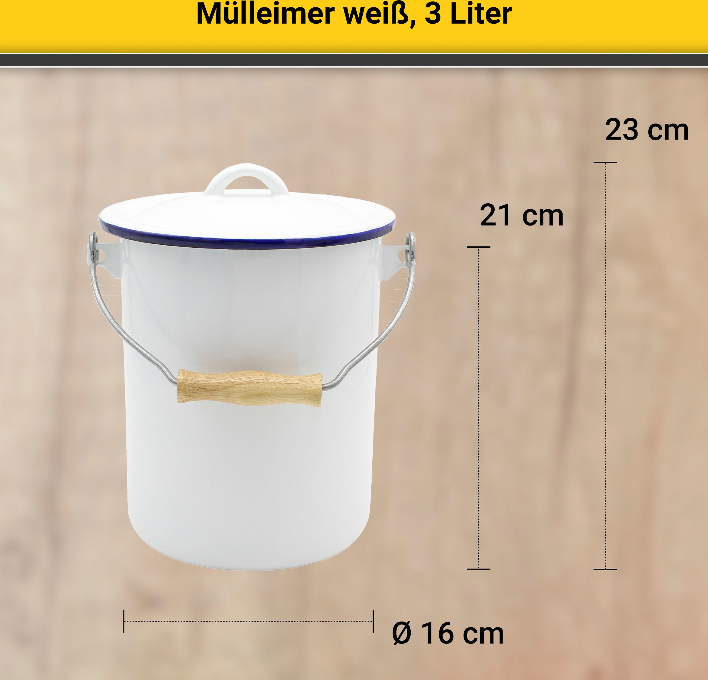 Krüger Mülleimer »Husum«, 1 Behälter, Emaille, 3 Liter, Made in