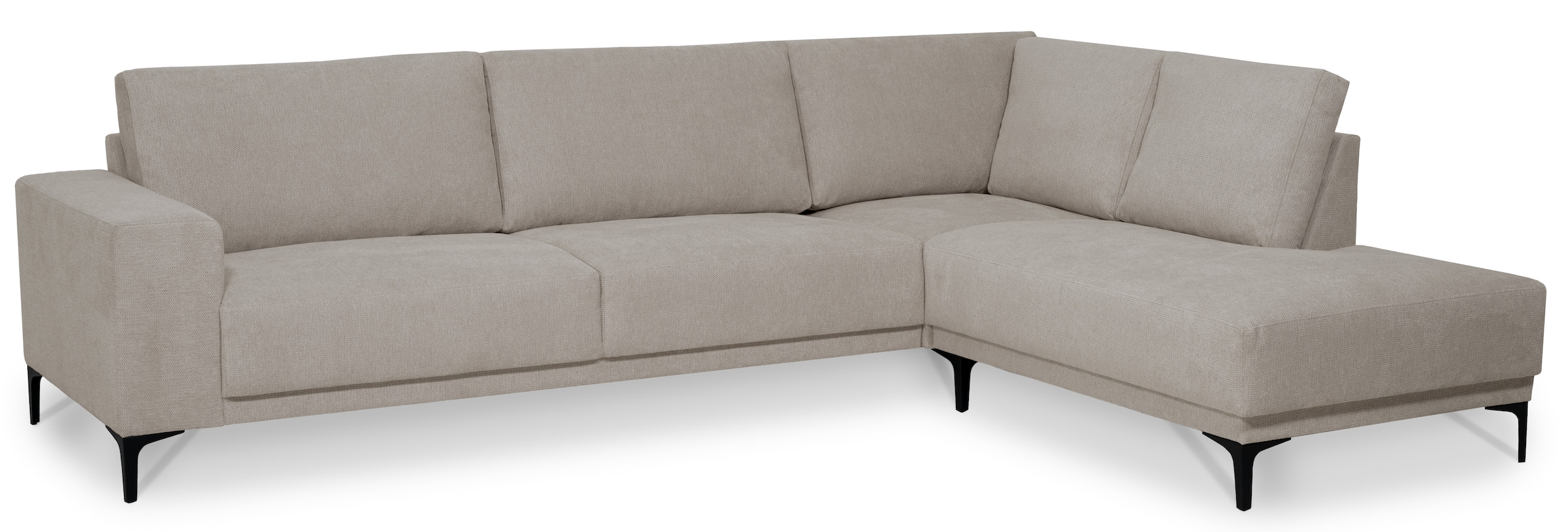 Places of Style Ecksofa »Xander, L-Form,«, Breite 289 cm, Webstoff, Soft-Touch Chenille, schwarze Metallfüße