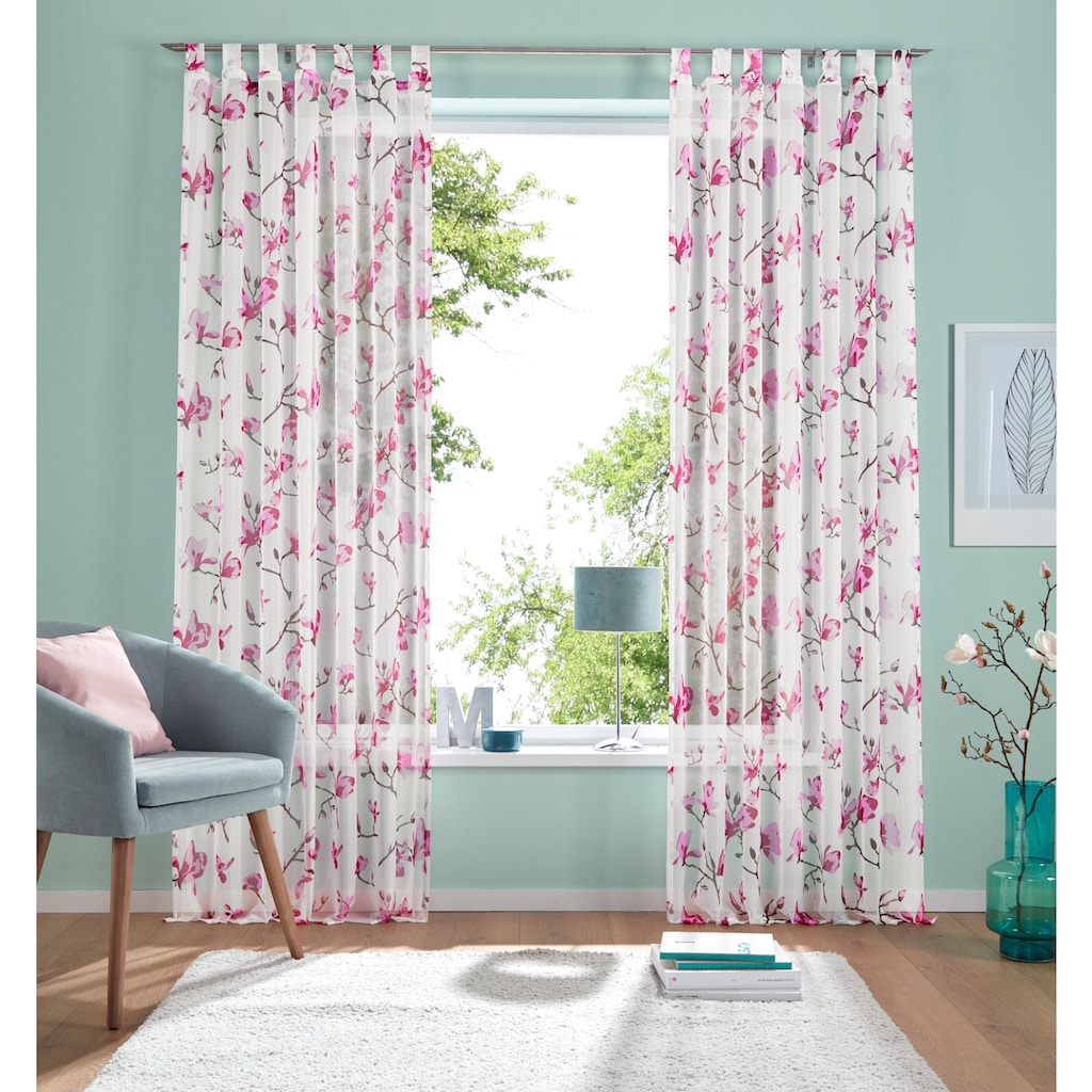 my home Gardine »Orchidee«, (1 St.), Transparent, Voile, Polyester
