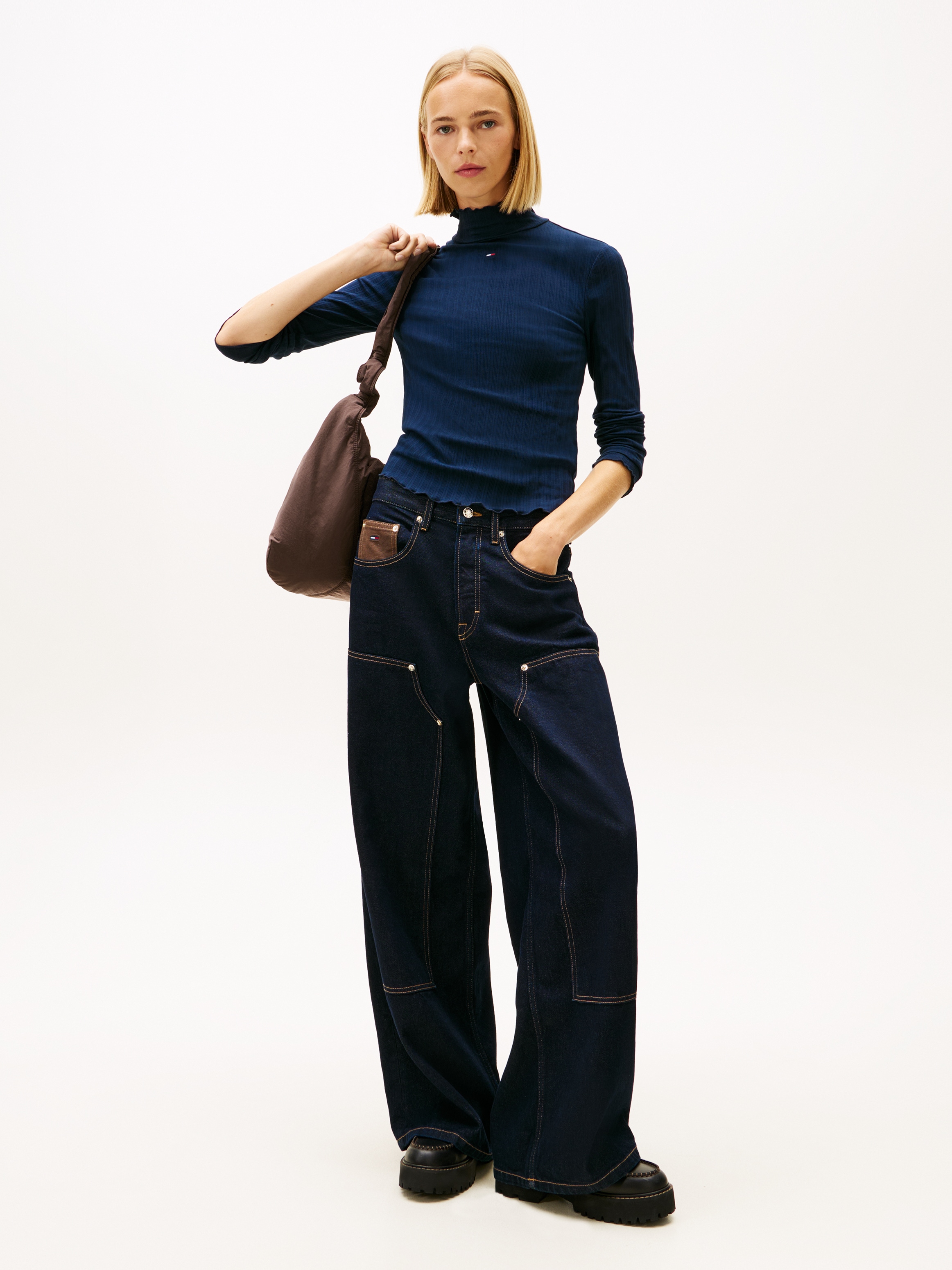 Tommy Jeans Langarmshirt »TJW SLIM RIB LETTUCE EDGE LS« Packung, 3 tlg. in gerippter Struktur