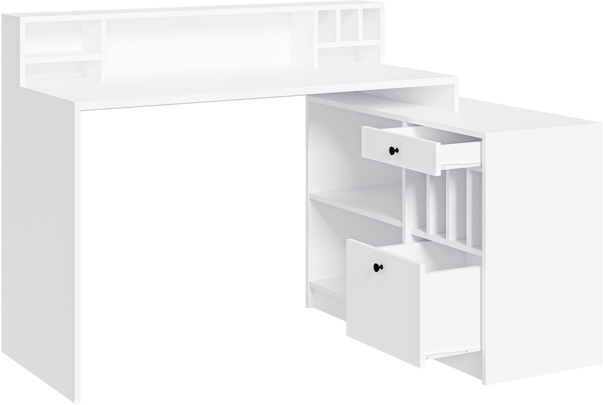 Home affaire Eckschreibtisch »Licia«, Breite 140 cm, mit viel Stauraum, im Landhausstil
