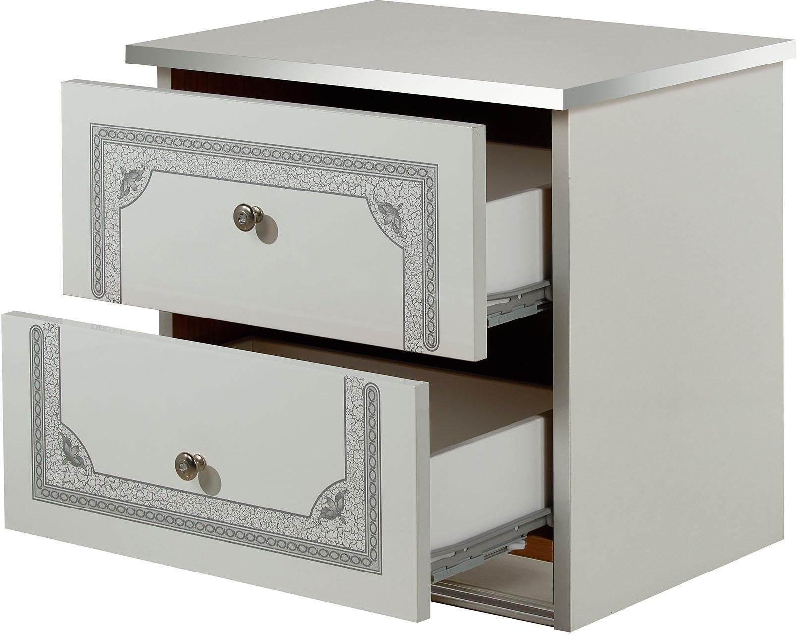 INOSIGN Nachtkommode »Greta, aus FSC-zertifiziertem Holzwerkstoff mit Dekor im Klassikstil«, (Maße (B/T/H): 50/38,5/49 cm), mit 2 Schubladen, soft-close-Funktion, Made in Italy