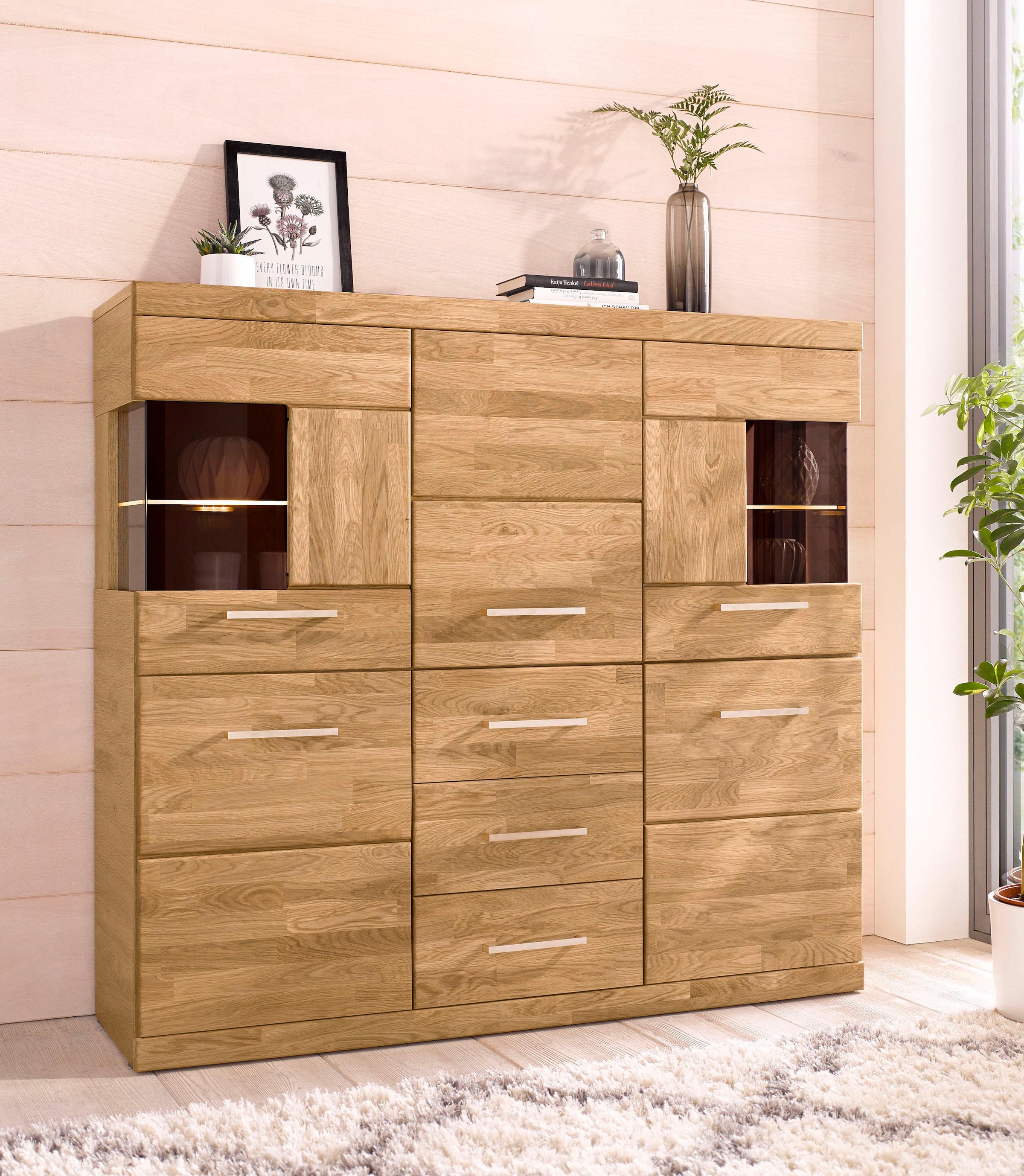 Highboard »Ribe«, Breite 125 cm mit 2 Glastüren