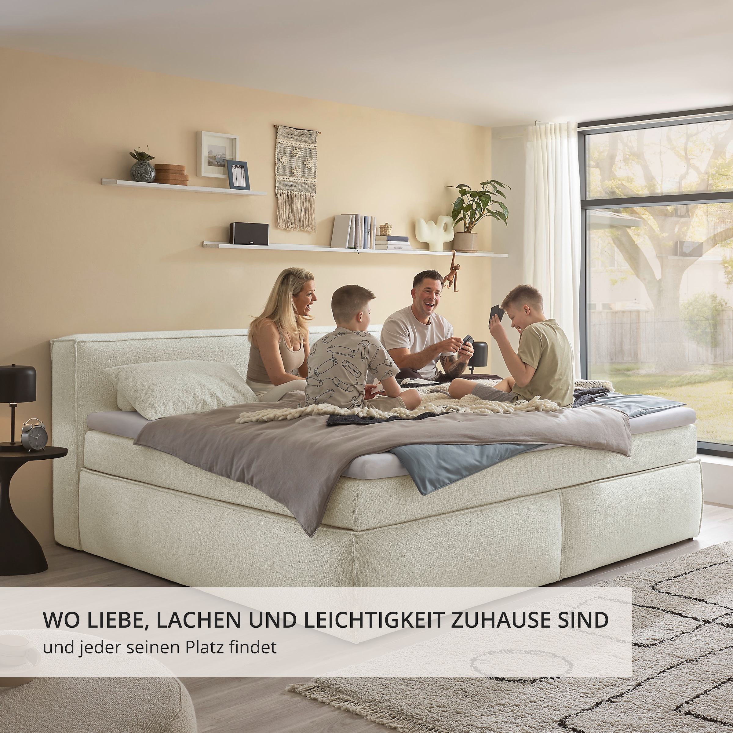 ED EXCITING DESIGN Boxspringbett »Sandon erhältlich in 180cm oder als Familienbett 240cm Breite« 7-Zonen-Federkern H3/H4 mit Kokosmatte und Topper (waschbar)