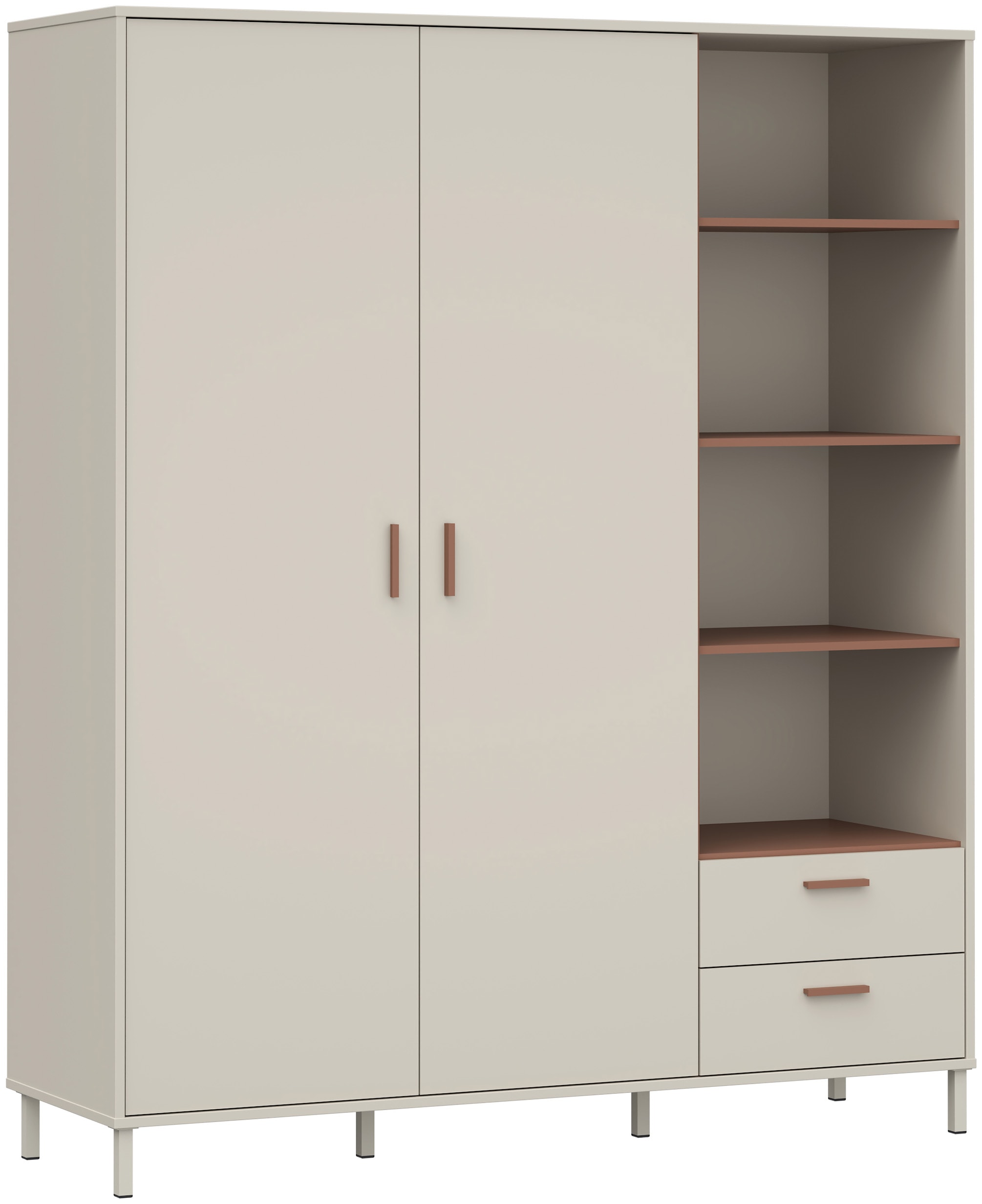 FORTE Kleiderschrank »Milles« trendiges Dekor, Vollauszug Schubkästen, Metallbeine