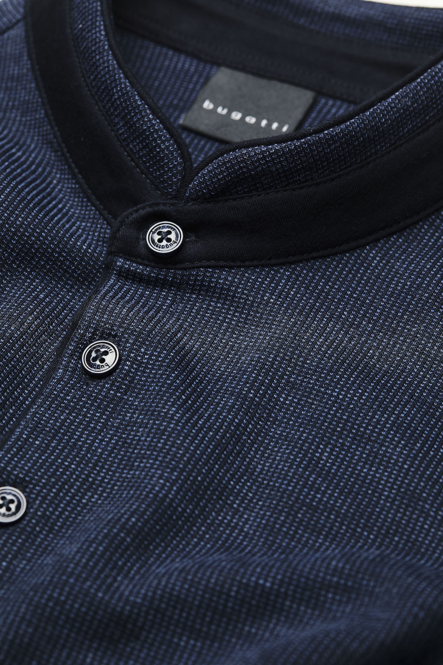 bugatti Langarm-Poloshirt, mit Stehkragen