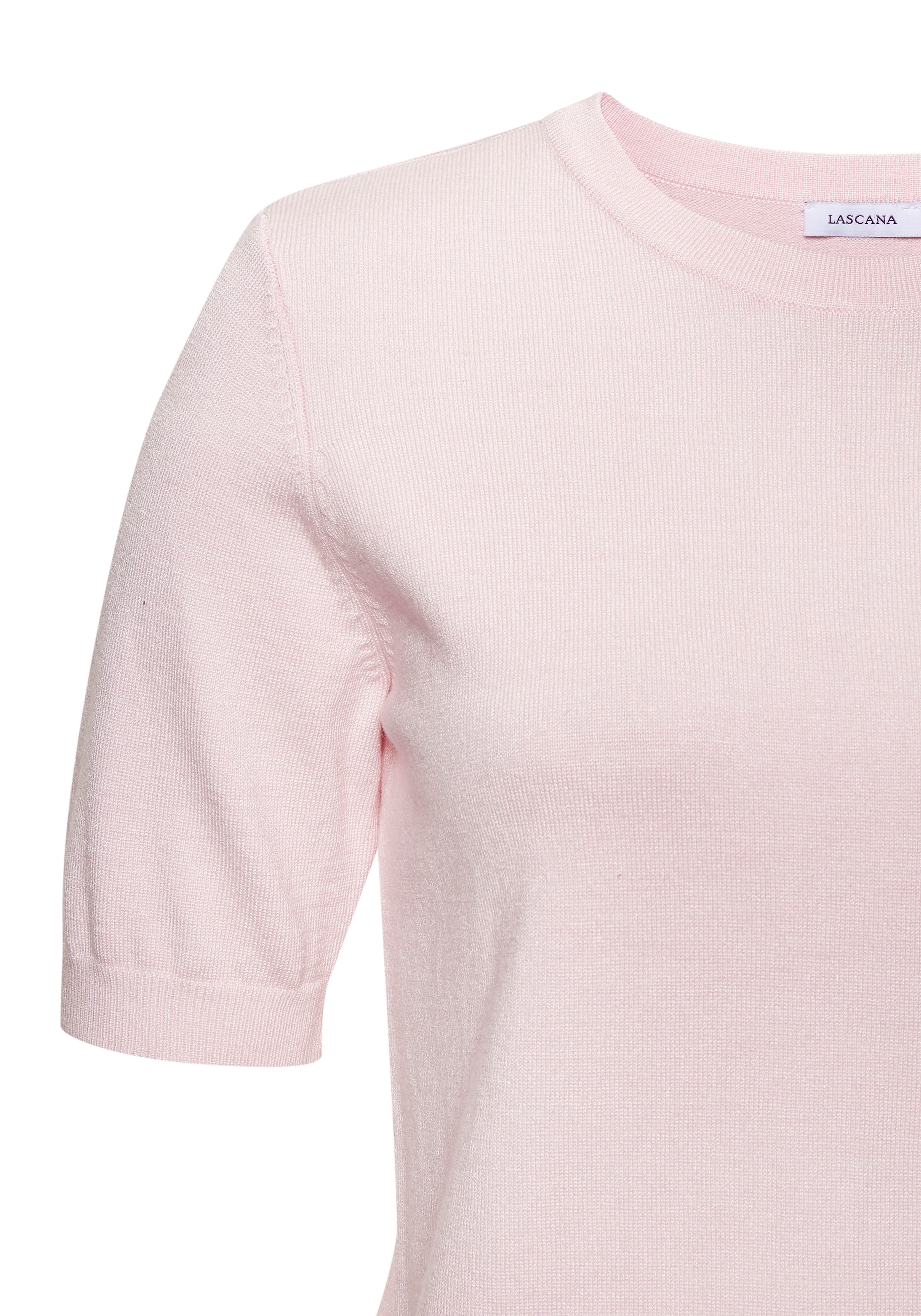LASCANA Kurzarmpullover in Feinstrick-Qualität, T-Shirt Pullover, basic