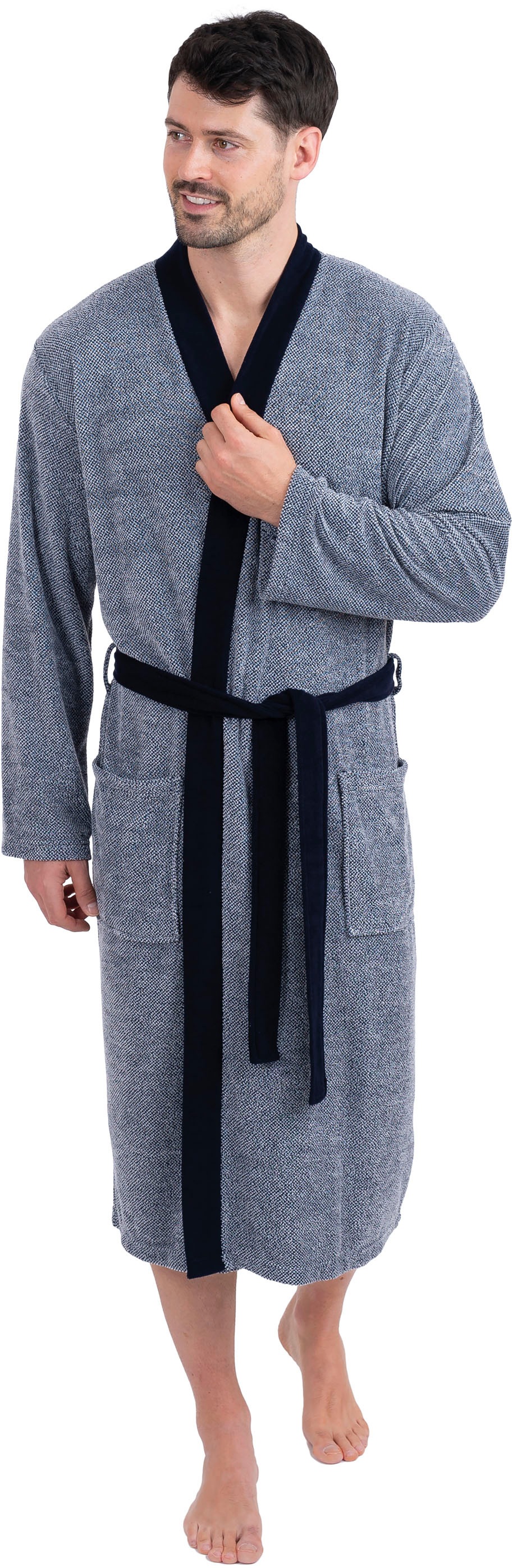 Wewo Fashion Herren Herrenbademantel »2726 in blau, Größe S Länge: 120 cm