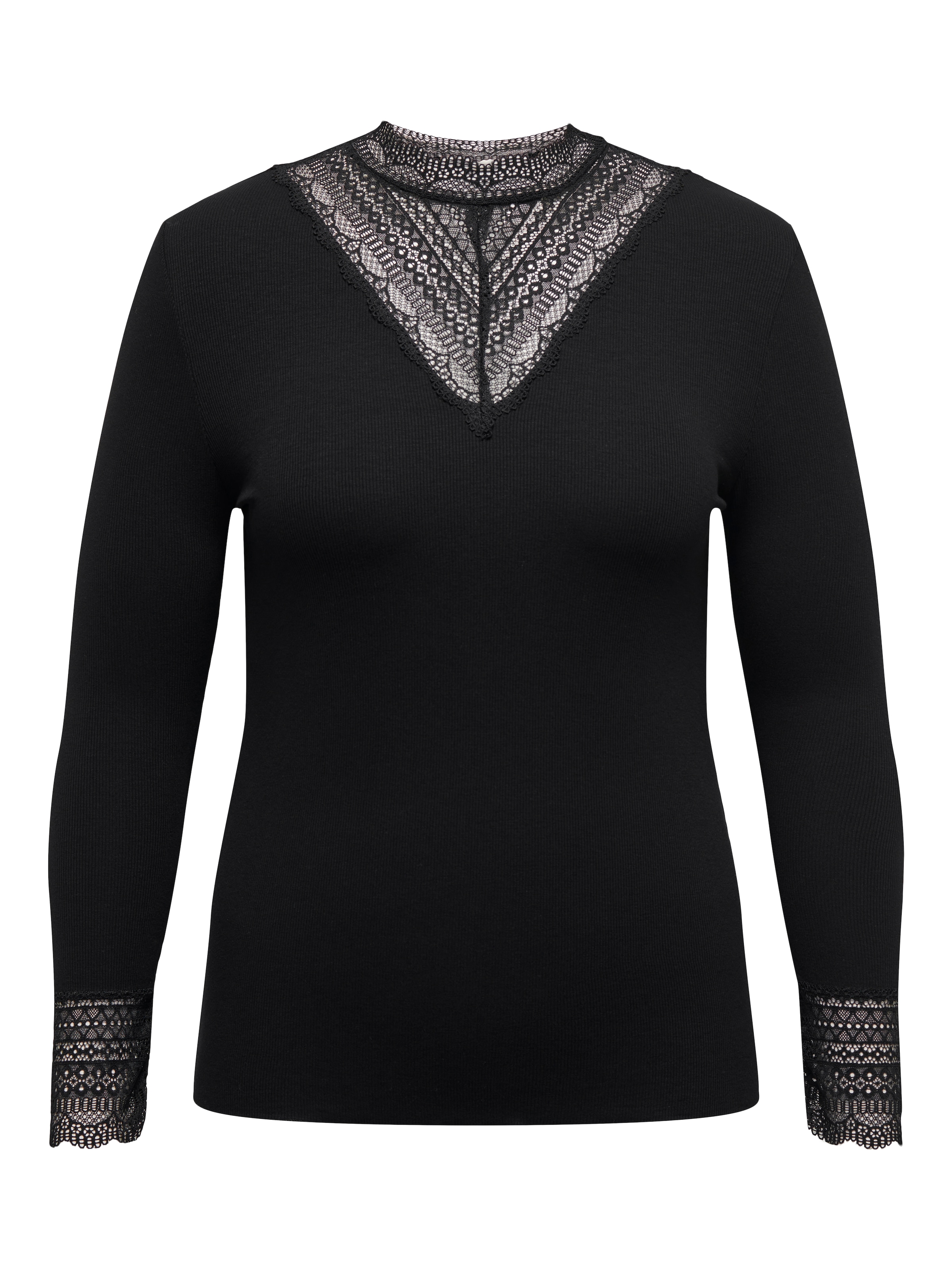 ONLY CARMAKOMA Langarmshirt »CARTILDE RIB LACE L/S TOP JRS NOOS«