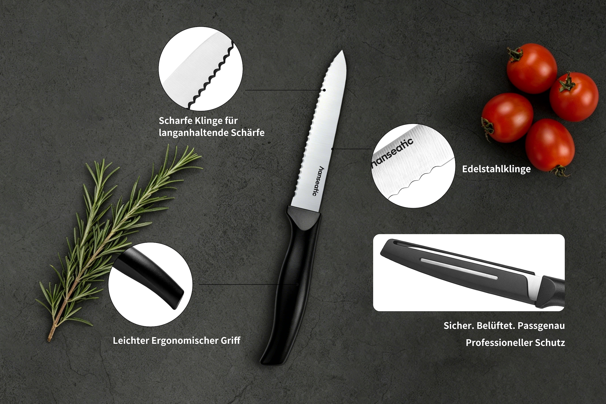 Hanseatic Messer-Set »DAILY, mit ergonomisch geformten Kunststoffgriffen« leichtes Design, ideal für den täglichen Gebrauch