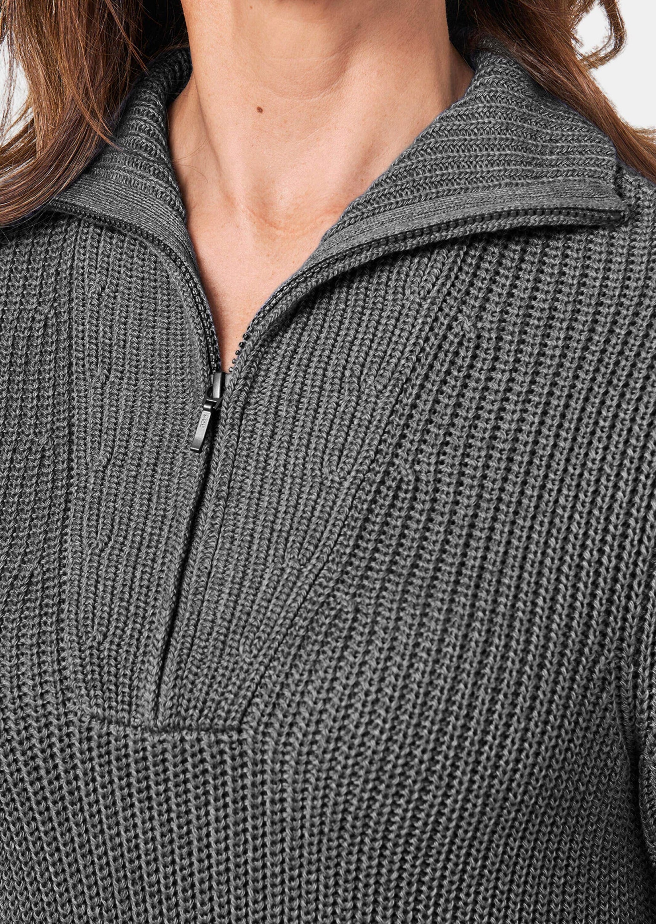 GOLDNER Strickpullover »Sportiver Troyer mit Baumwollanteil«