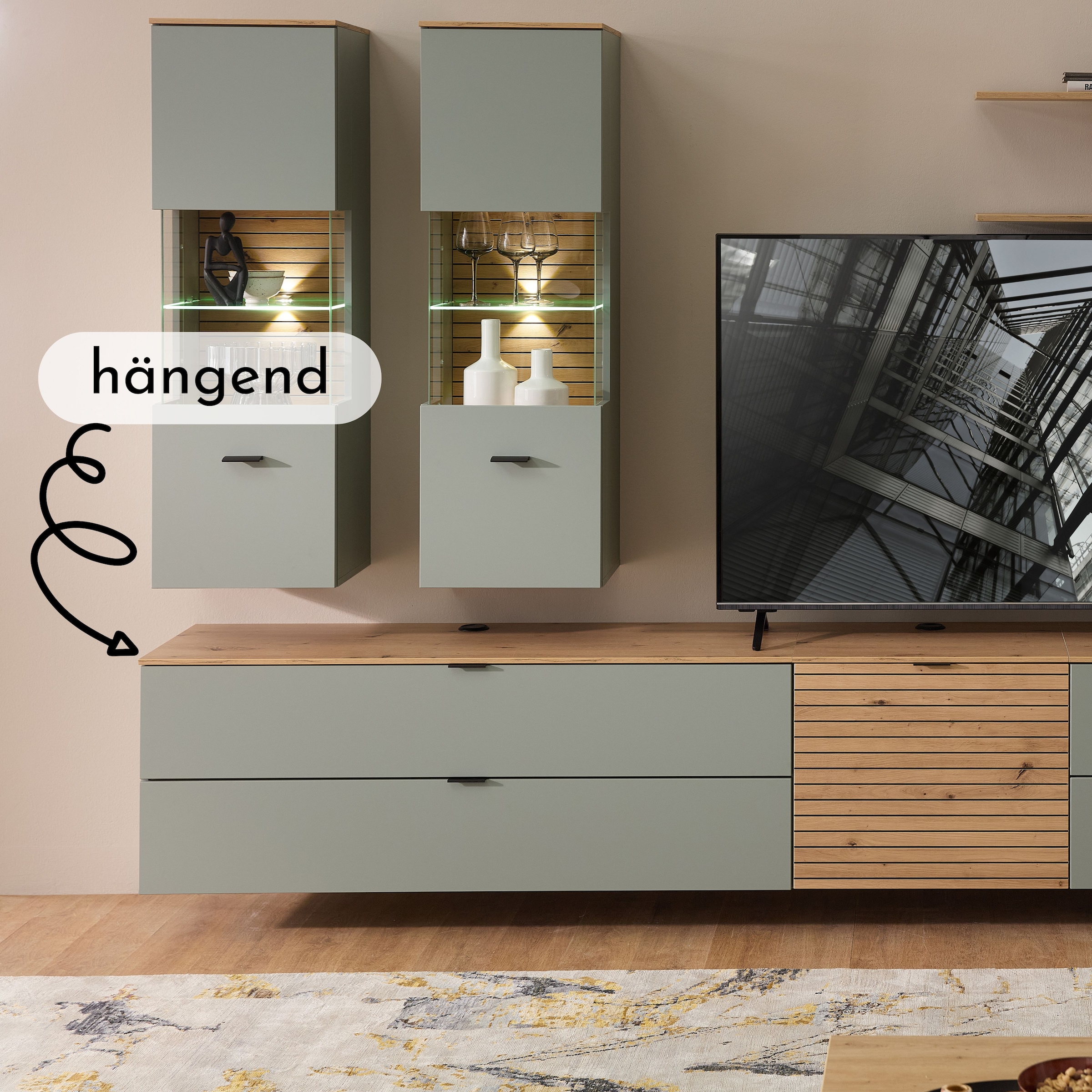 Innostyle TV-Schrank »INA TV-Lowboard, 140 x 51 x 44 cm (B/H/T)« 1 Stk. tlg. stehend/hängend verwendbar, Klappe, Schubkasten, Softclose