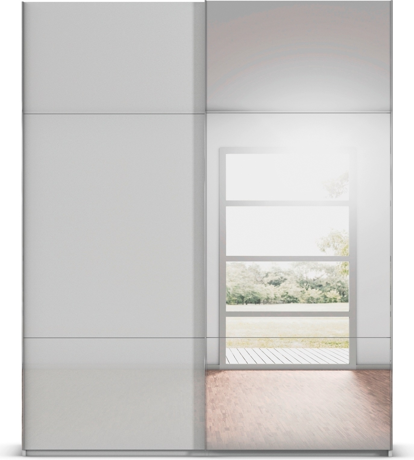 rauch Schwebetürenschrank »Kleiderschrank Schrank Garderobe Schlafzimmerschrank CONTIDO« 3 verschiedene Ausstattungen BASIC/CLASSIC/PREMIUM (inkl. SOFT-CLOSE),  aus hochwertigem Material in 6 Breiten 2 Griff-Farben MADE IN GERMANY