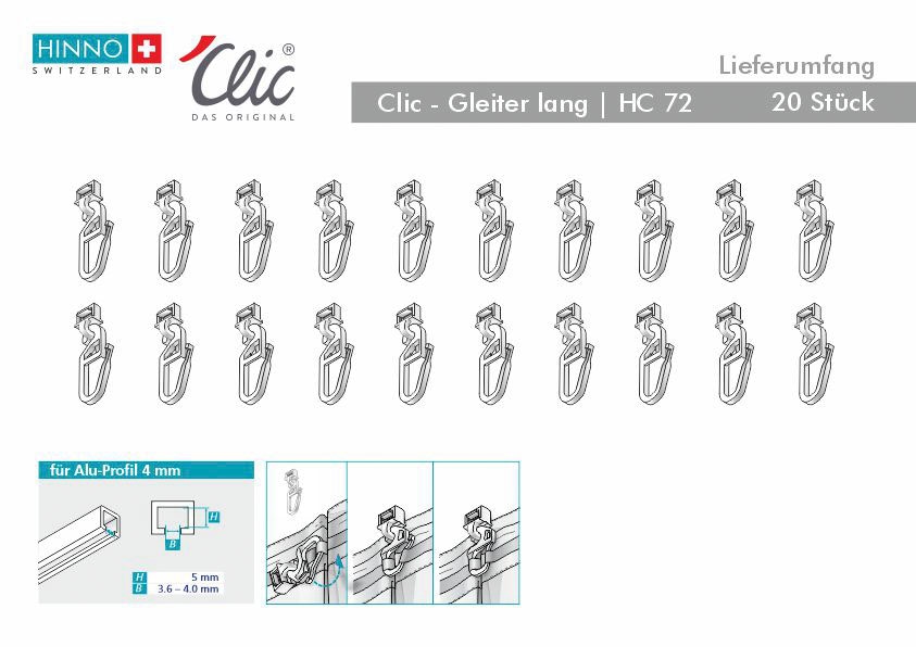 HINNO Klick-Gleiter »hinno-clic HC72«, (20 St.), HINNO Clic-Gleiter