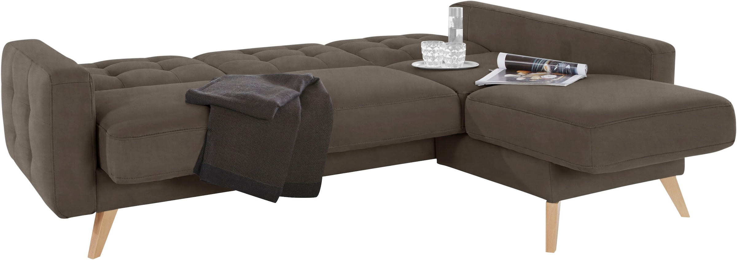 exxpo - sofa fashion Ecksofa »Nappa, kompakt und komfortabel, bequem, zeitloses Design, L-Form«, tolle Detailverarbeitung, inkl. Bettfunktion und Bettkasten