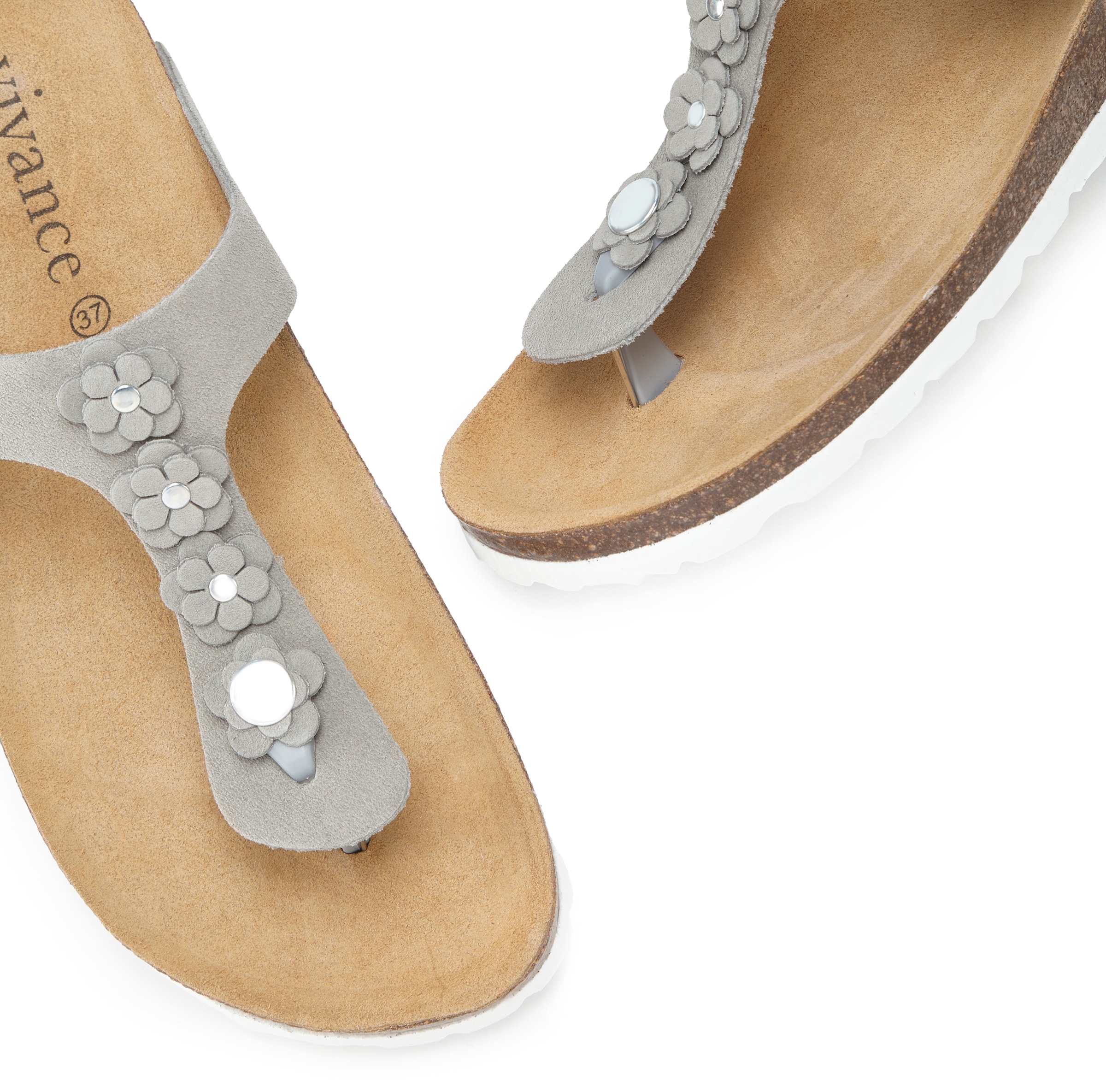 Vivance Pantolette »Mule, Sandale, offener Schuh, Sommerschuh,«  aus Leder mit Korkfußbett und Blüten-Applikation