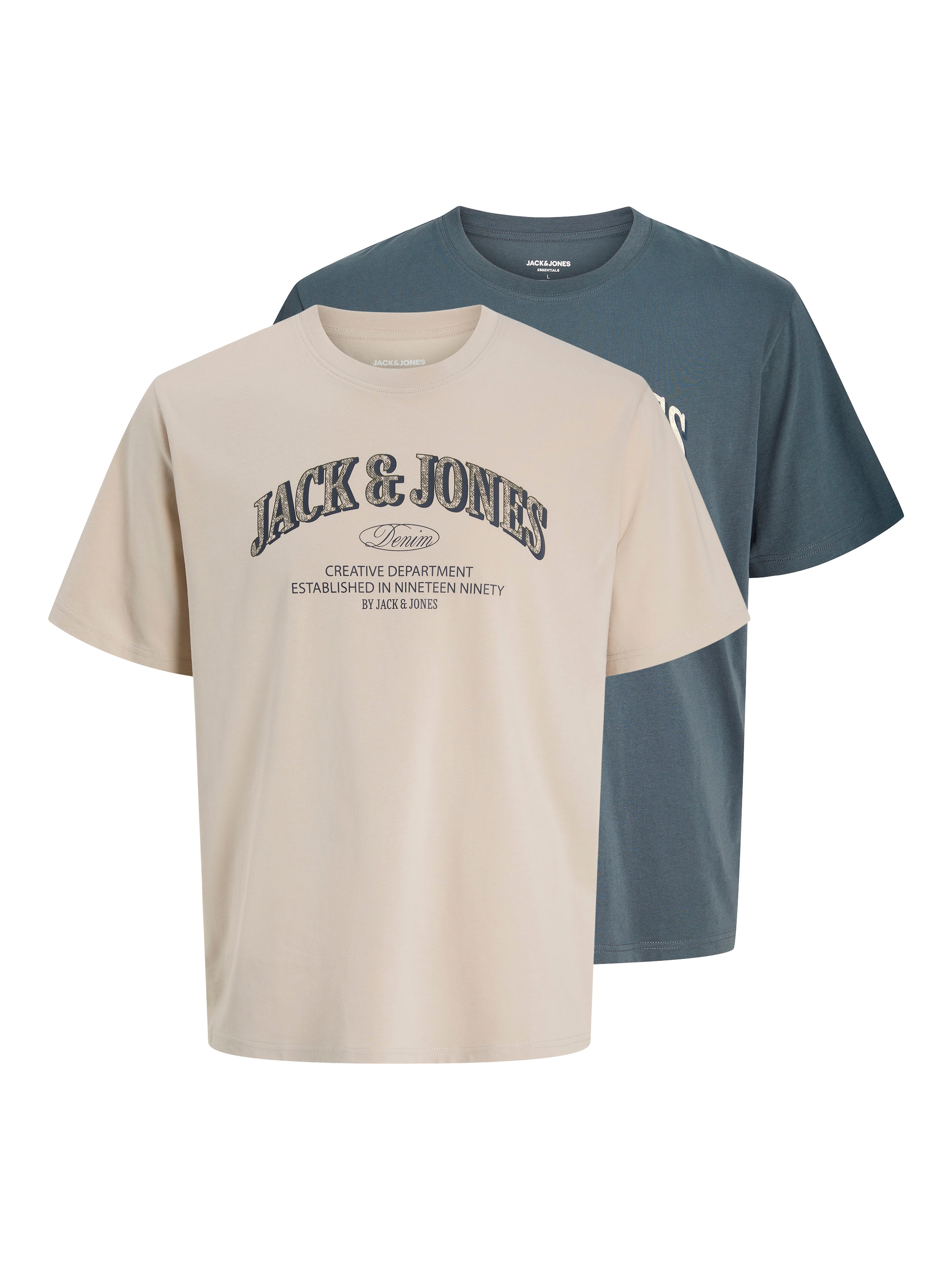 Jack & Jones T-Shirt »JJEDENVER LOGO TEE SS O-NECK 2PK MP« Packung, 2 aus Baumwolle, in Jersey-Qualität, gerade Passform, pflegeleicht