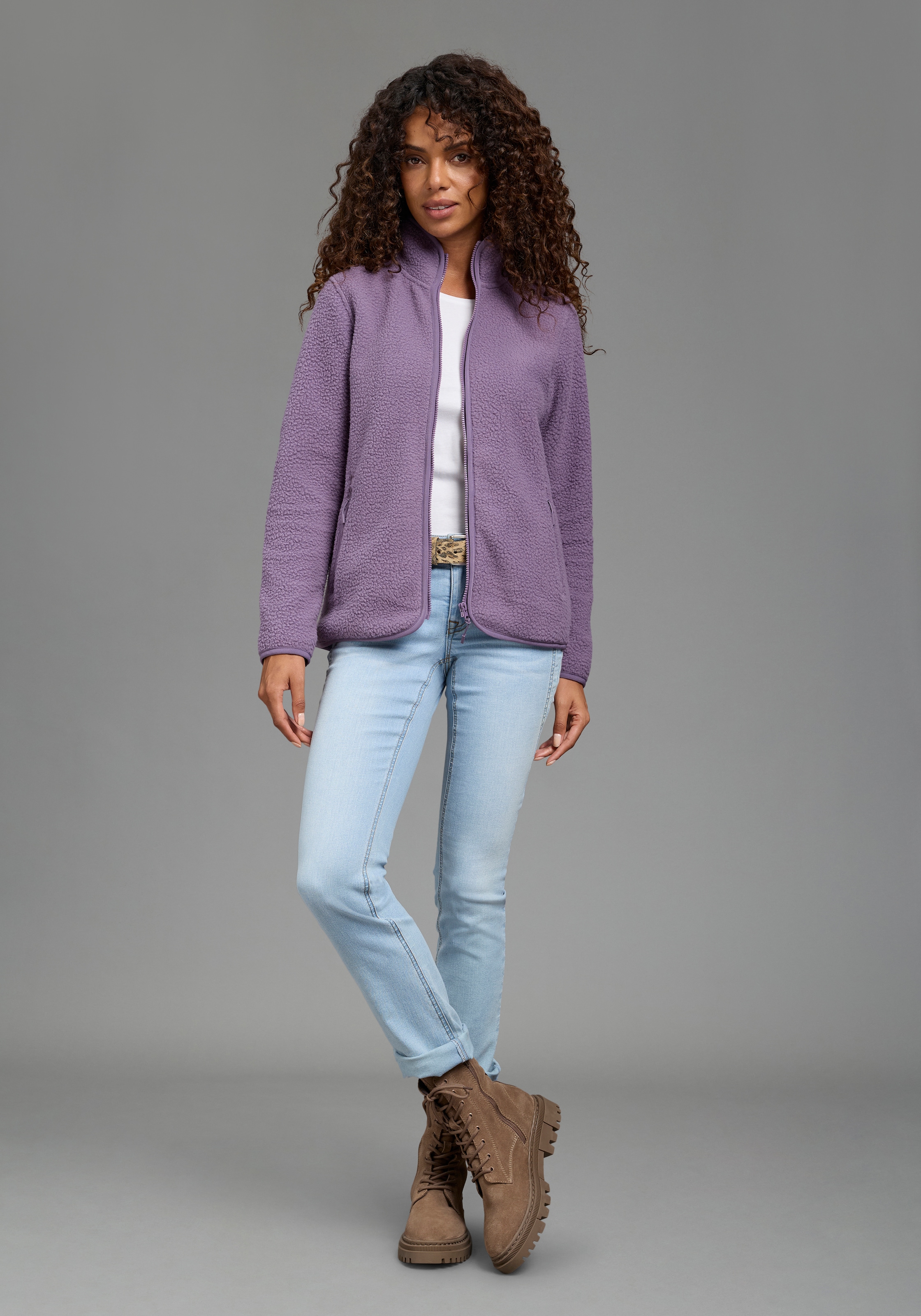 Polarino Fleecejacke aus Teddy-Fleece, Übergangsjacke